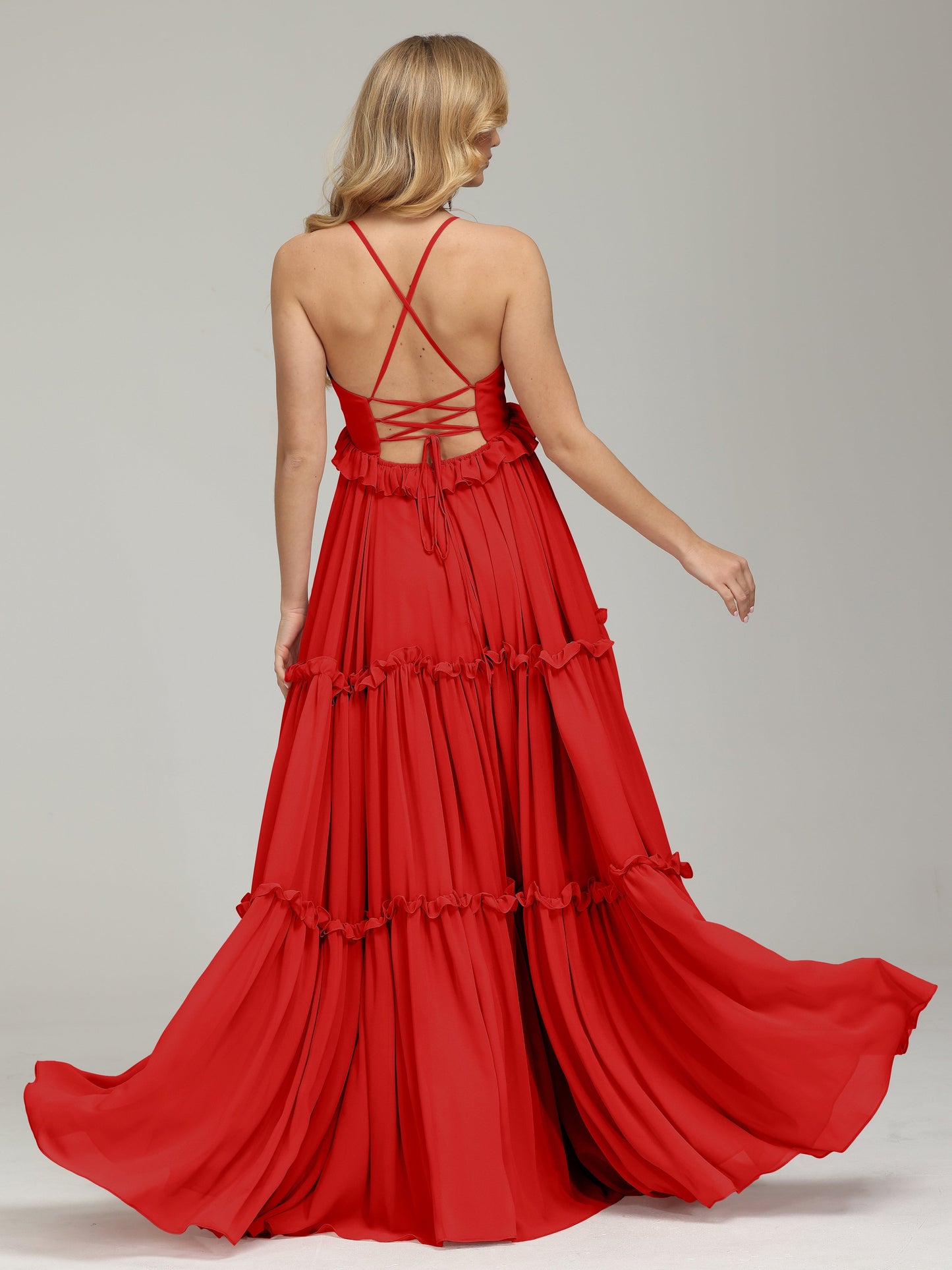 V-neck Empire Waist Chiffon Bridesmaid Dress