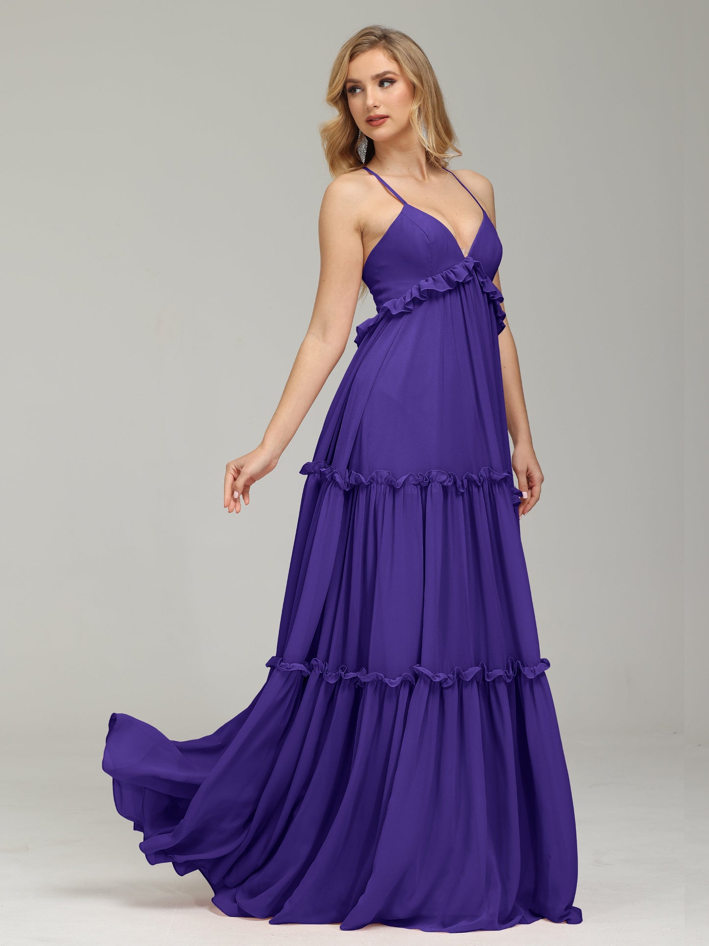 V-neck Empire Waist Chiffon Bridesmaid Dress