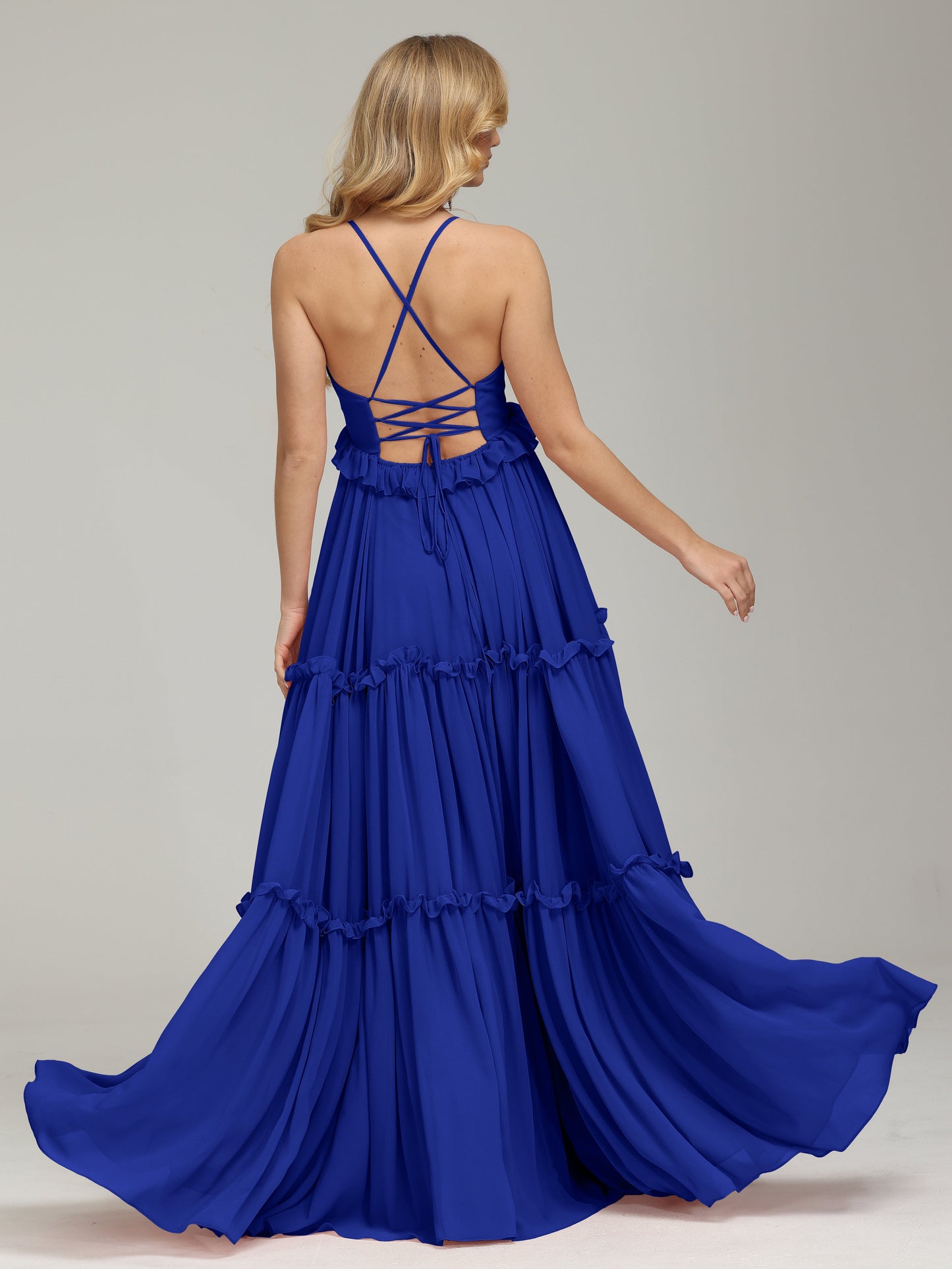 V-neck Empire Waist Chiffon Bridesmaid Dress