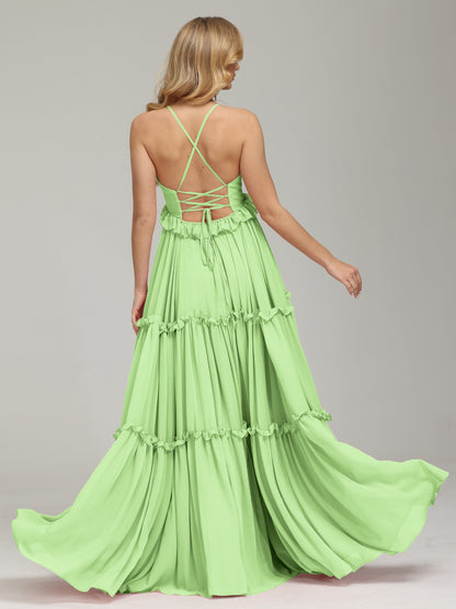 V-neck Empire Waist Chiffon Bridesmaid Dress