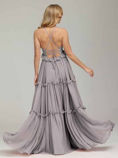 V-neck Empire Waist Chiffon Bridesmaid Dress