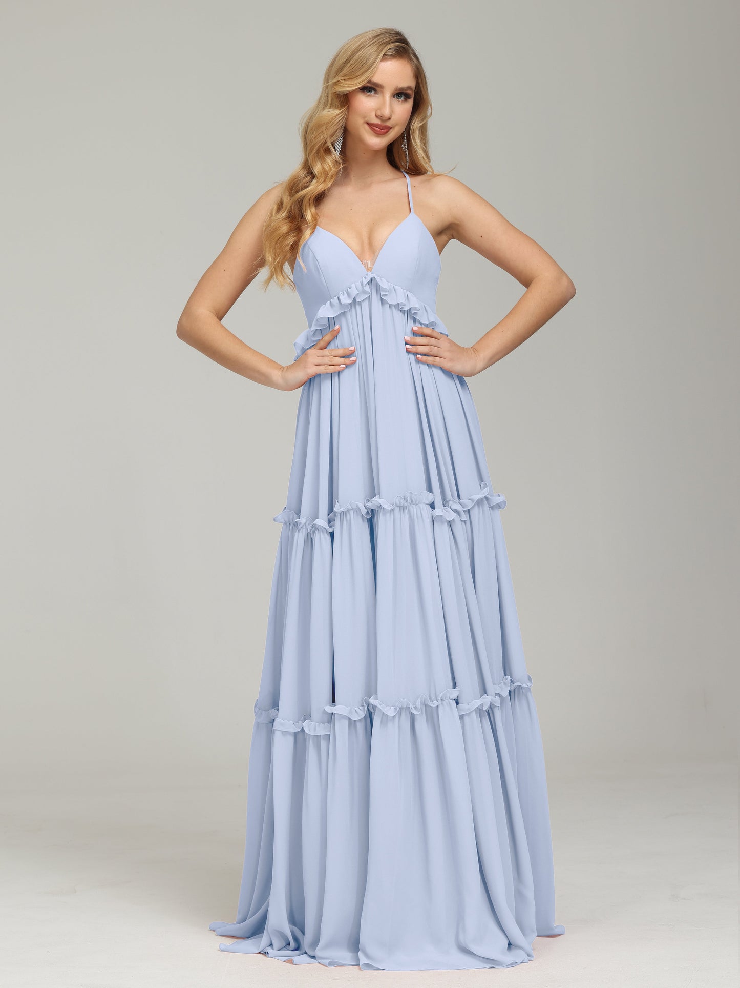 V-neck Empire Waist Chiffon Bridesmaid Dress