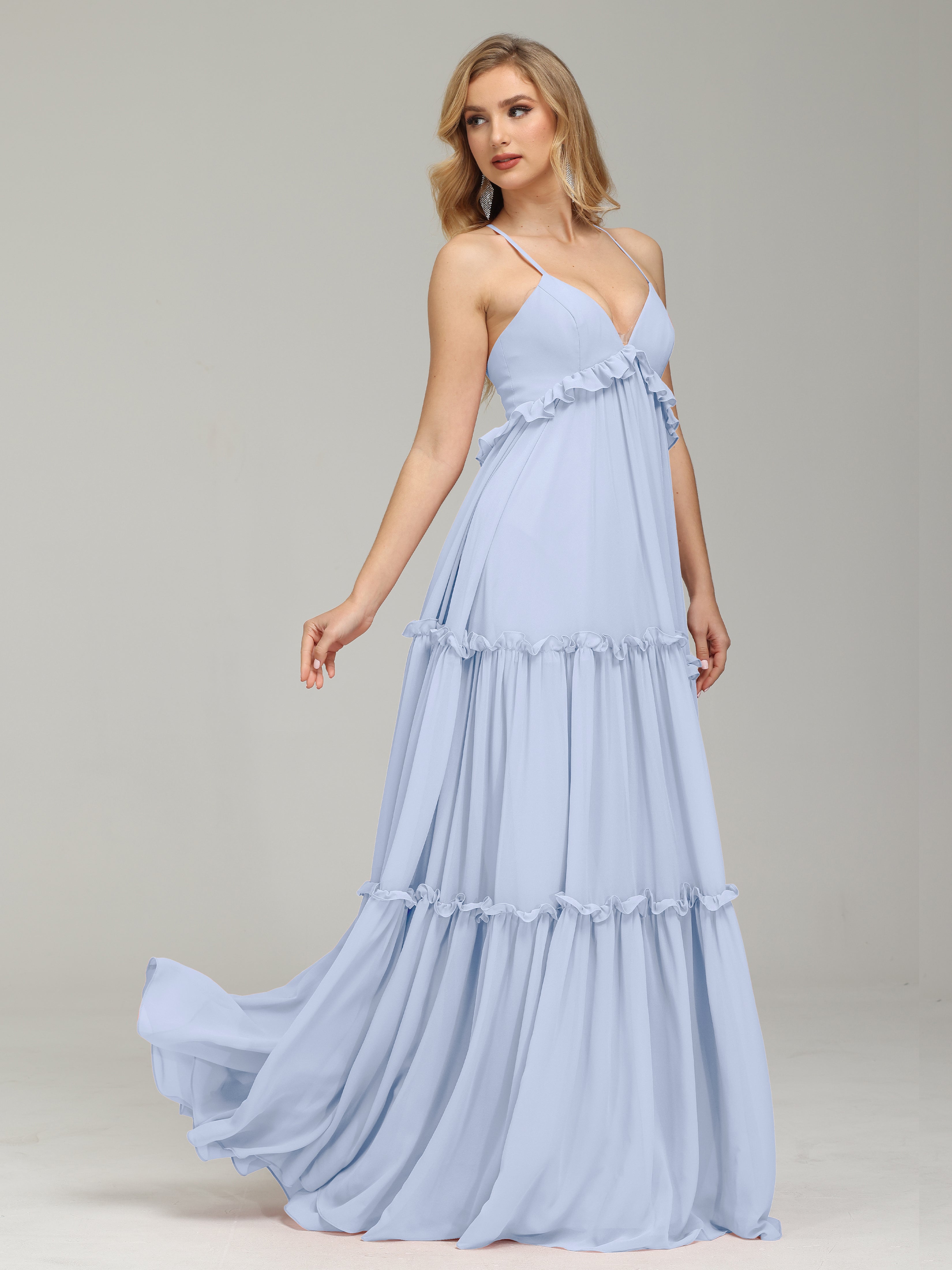 V-neck Empire Waist Chiffon Bridesmaid Dress