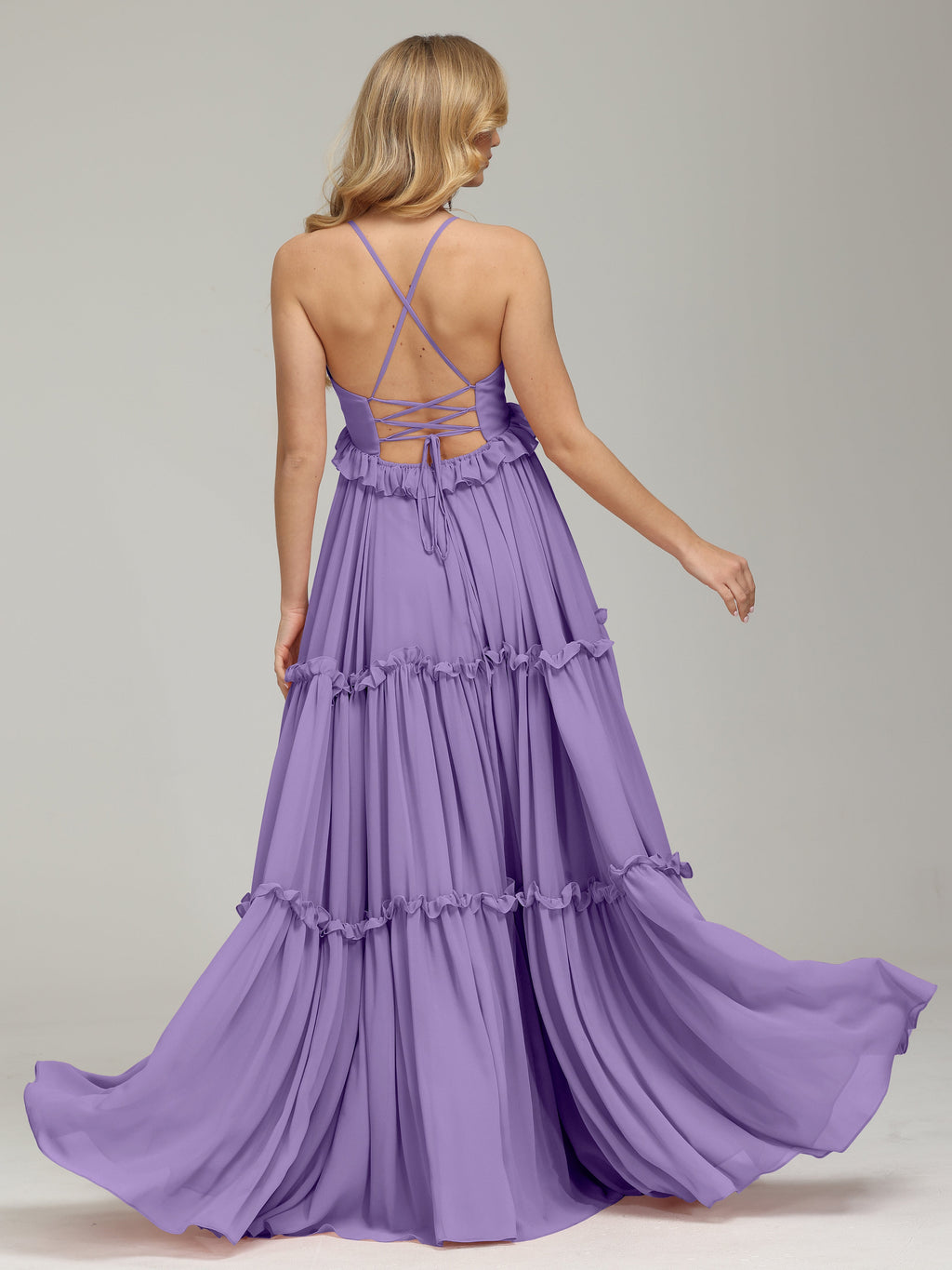 V-neck Empire Waist Chiffon Bridesmaid Dress
