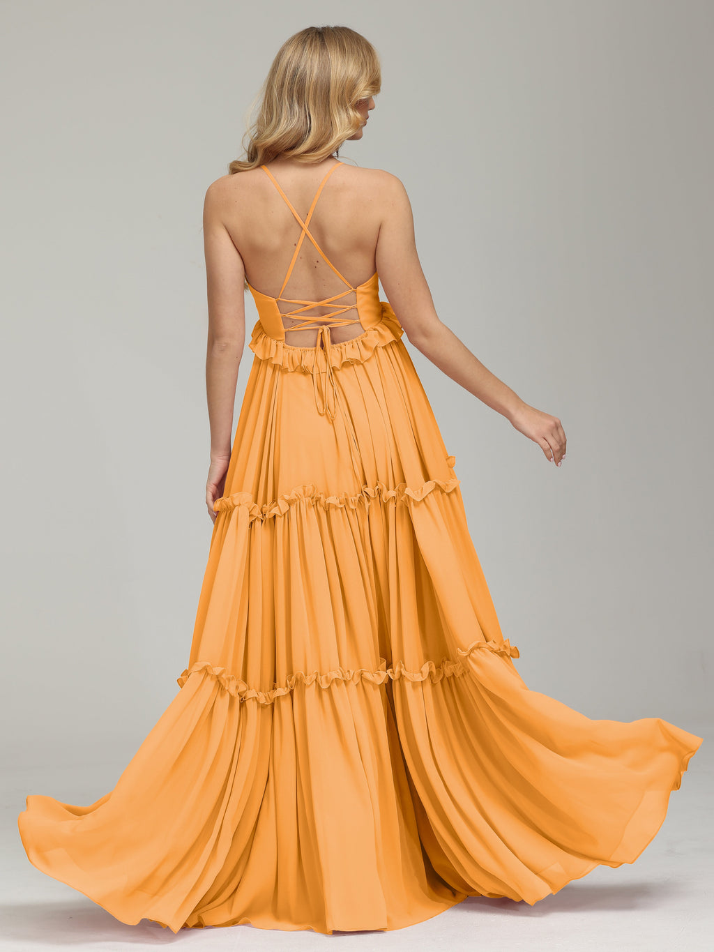V-neck Empire Waist Chiffon Bridesmaid Dress