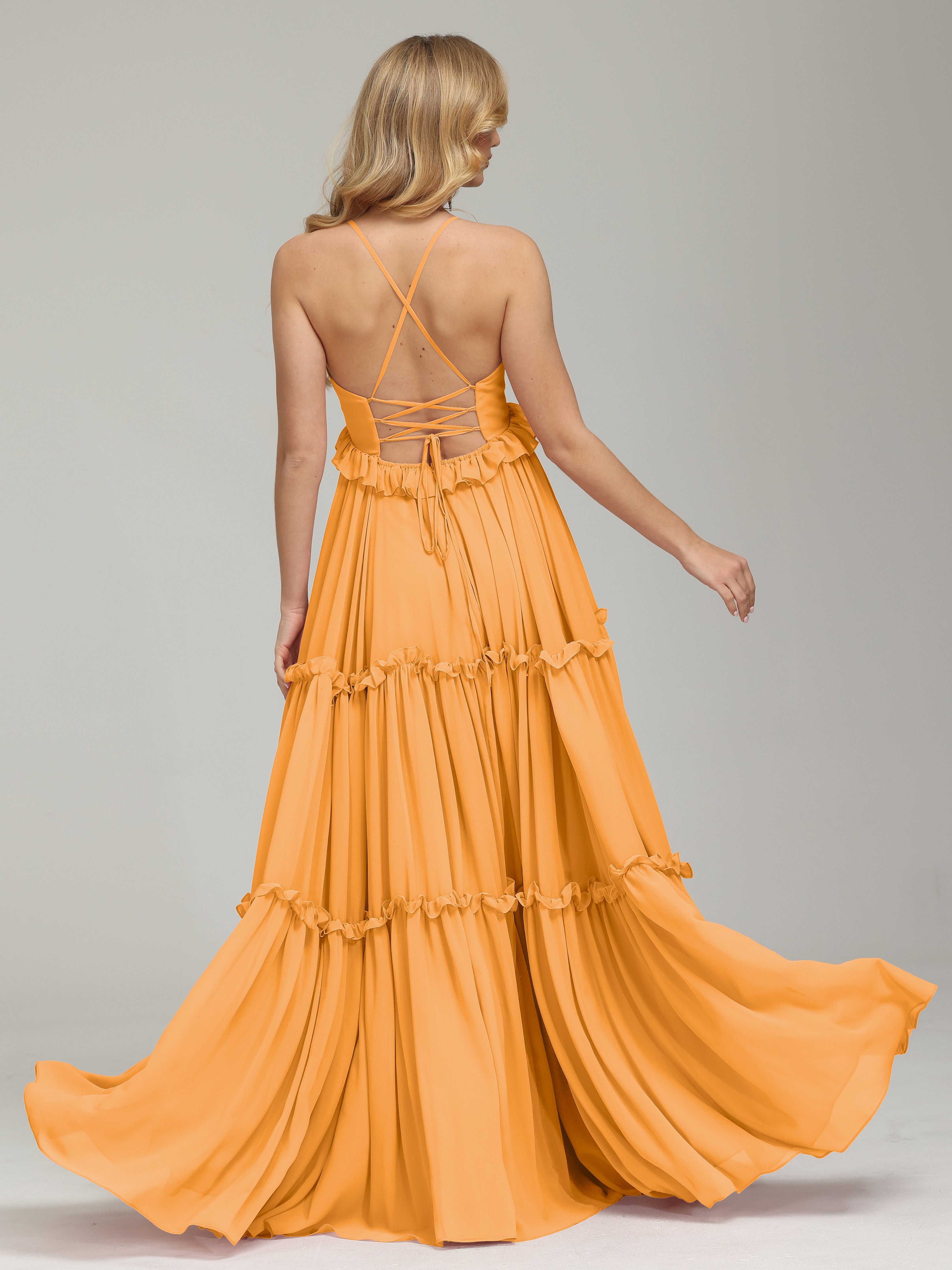 V-neck Empire Waist Chiffon Bridesmaid Dress