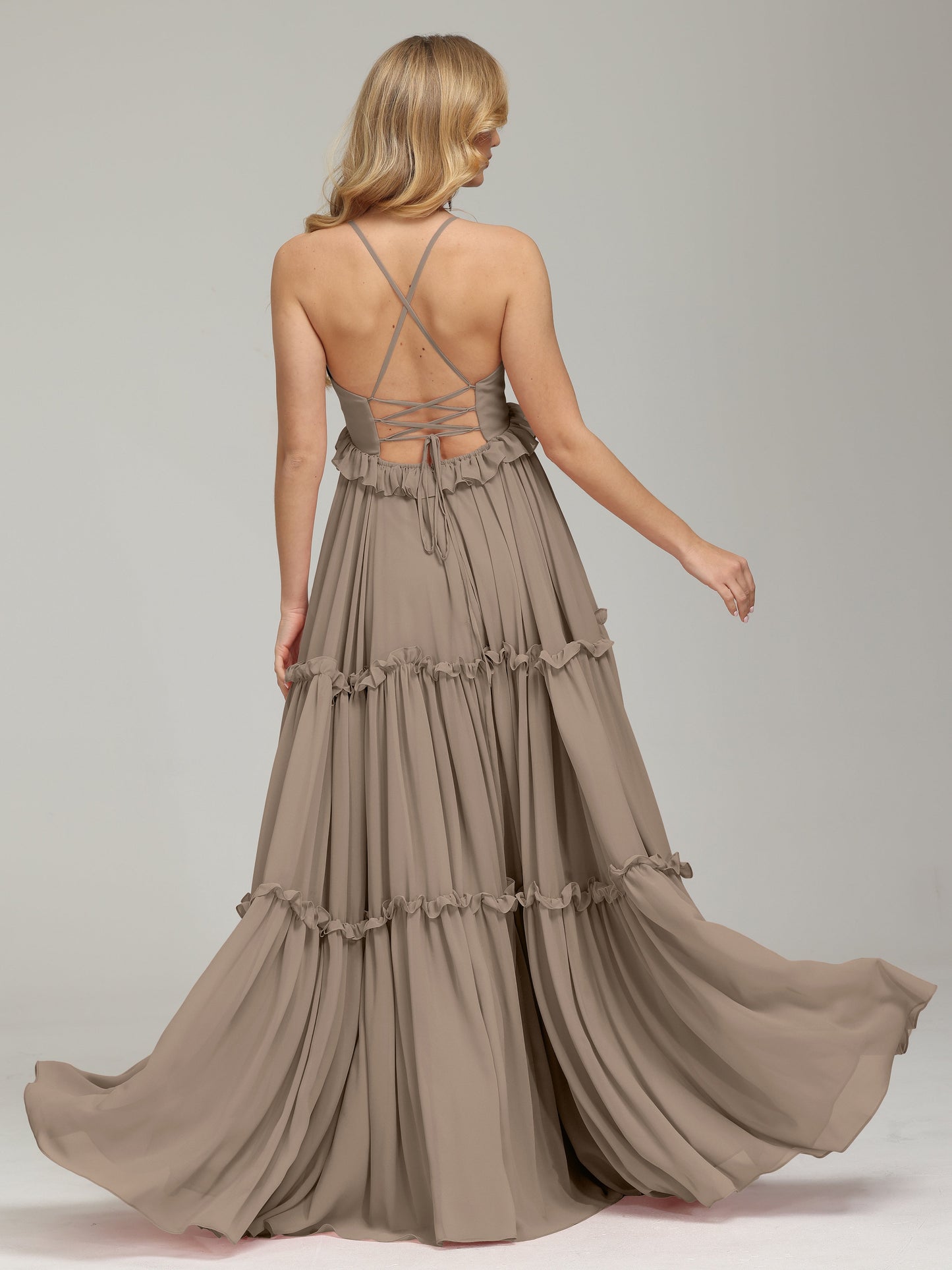 V-neck Empire Waist Chiffon Bridesmaid Dress