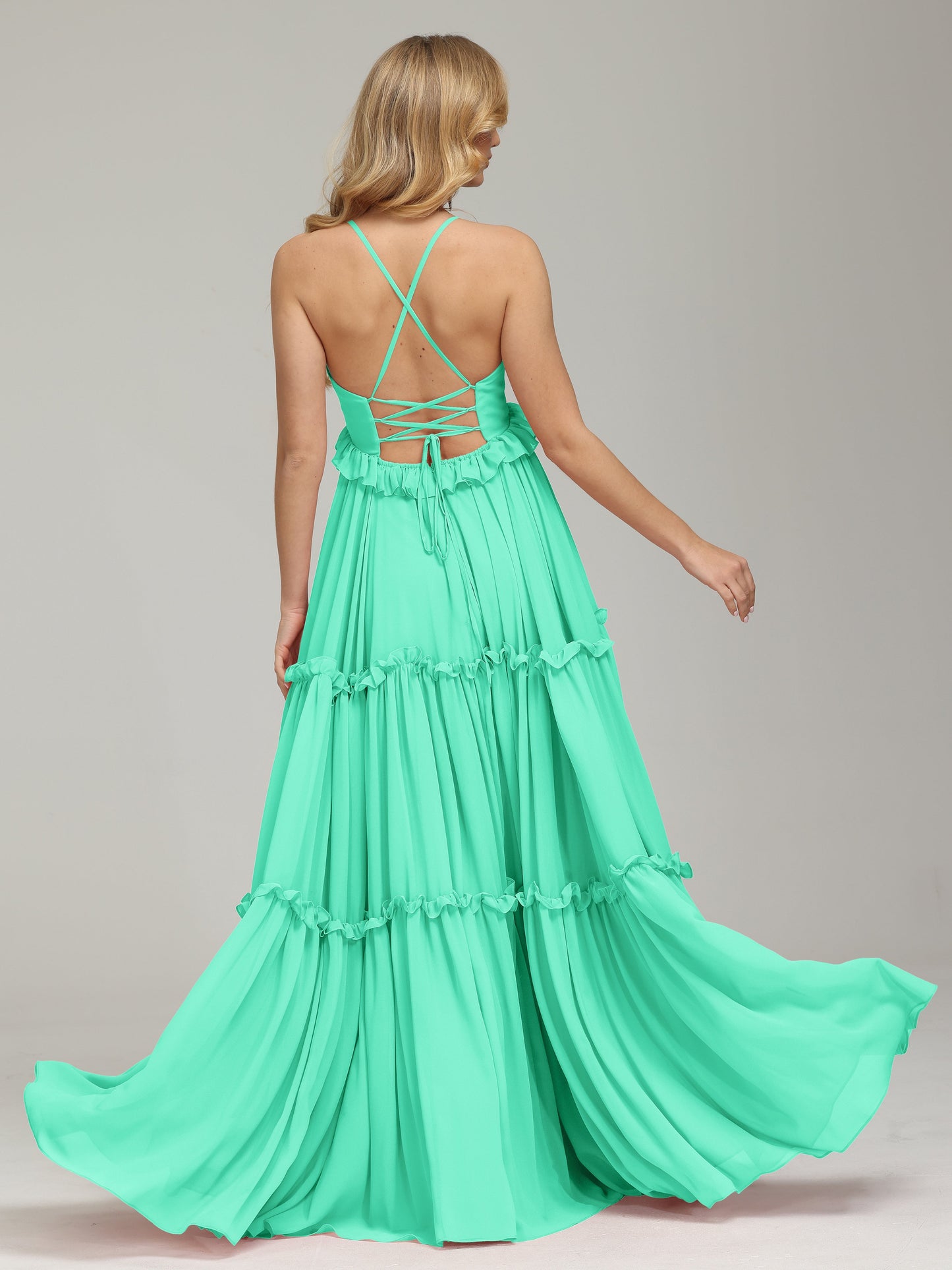 V-neck Empire Waist Chiffon Bridesmaid Dress