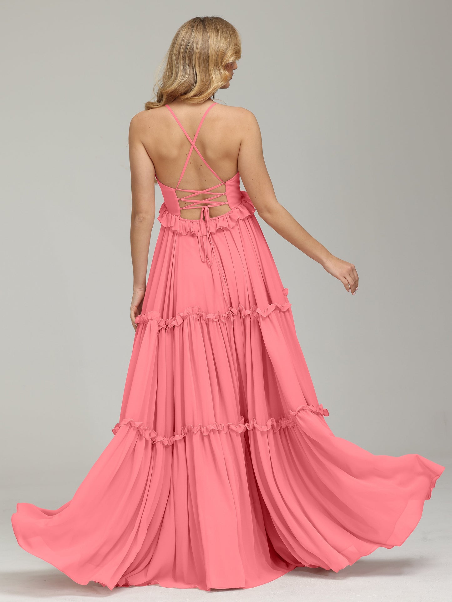 V-neck Empire Waist Chiffon Bridesmaid Dress