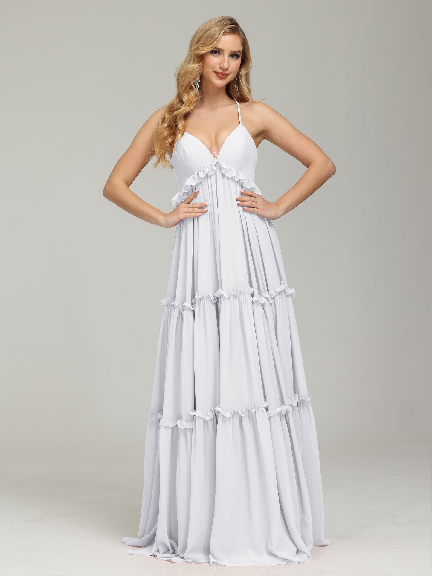 V-neck Empire Waist Chiffon Bridesmaid Dress