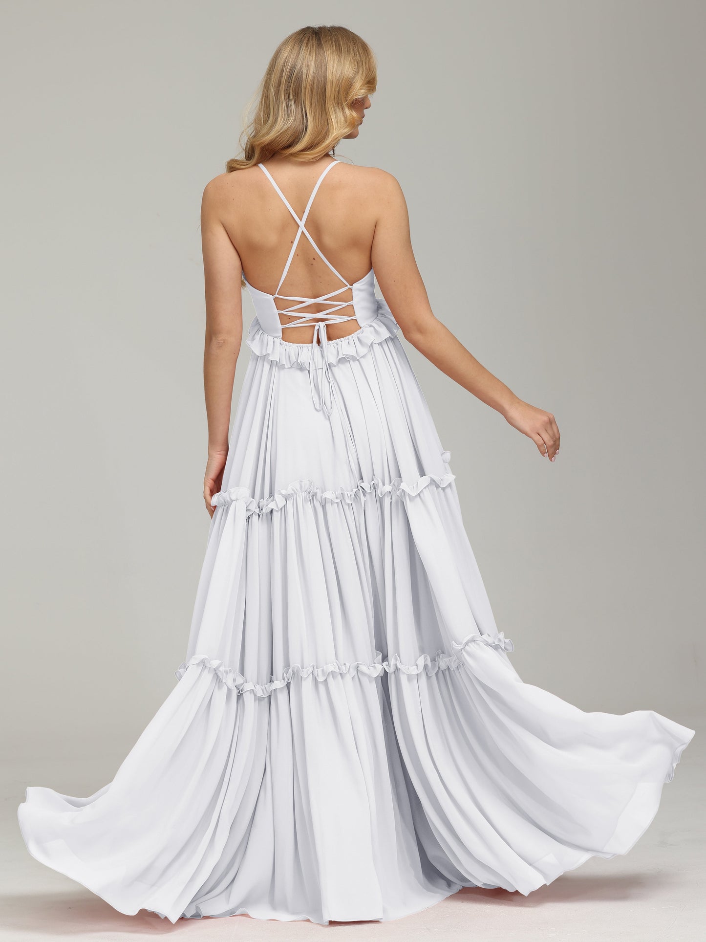 V-neck Empire Waist Chiffon Bridesmaid Dress