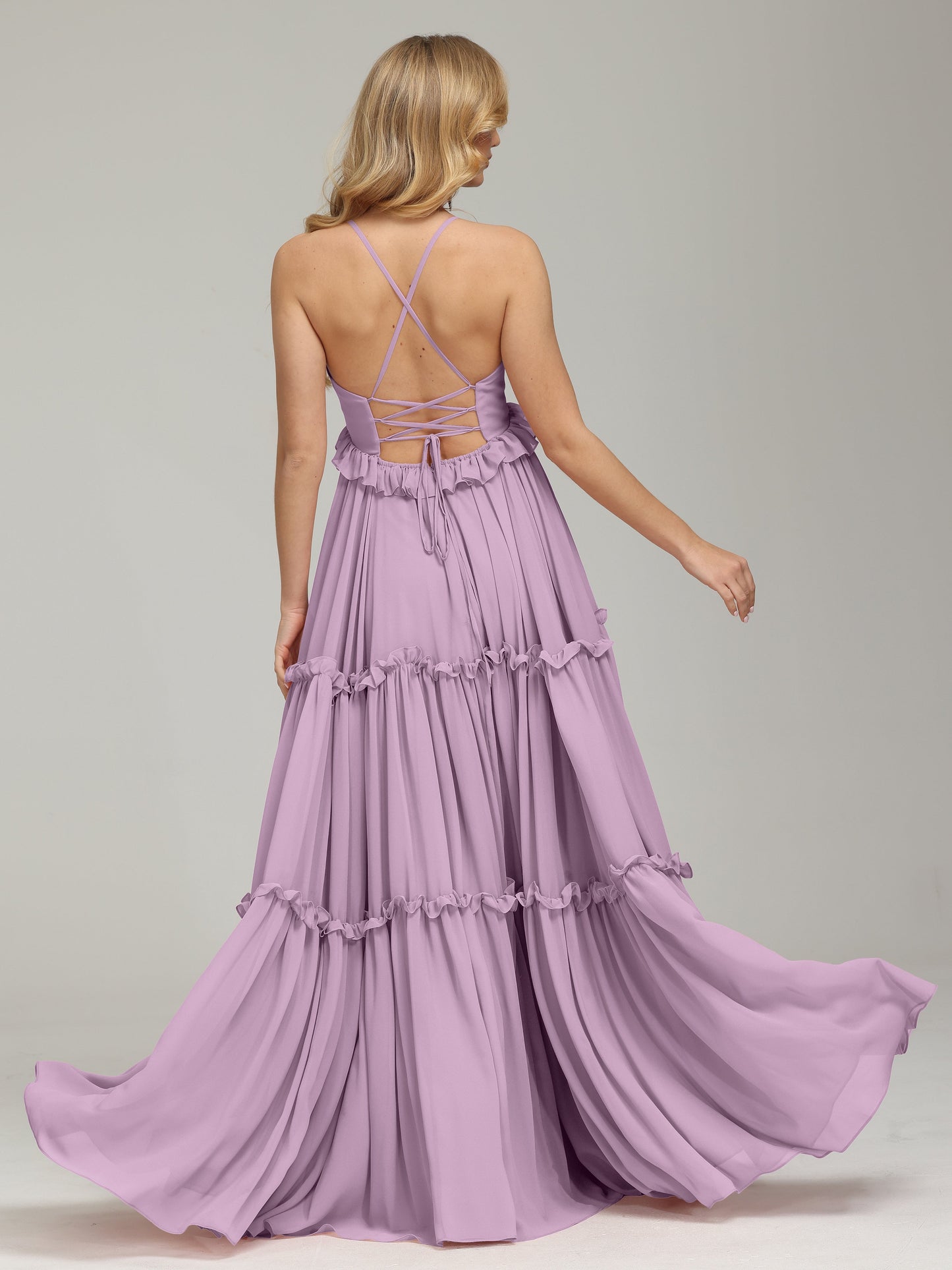 V-neck Empire Waist Chiffon Bridesmaid Dress