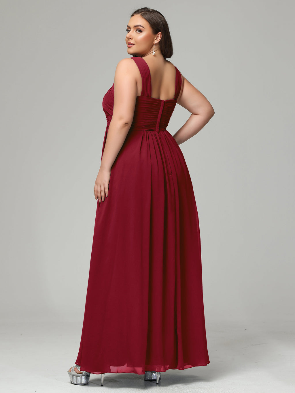 A-line Straps Chiffon Plus Size Bridesmaid Dresses