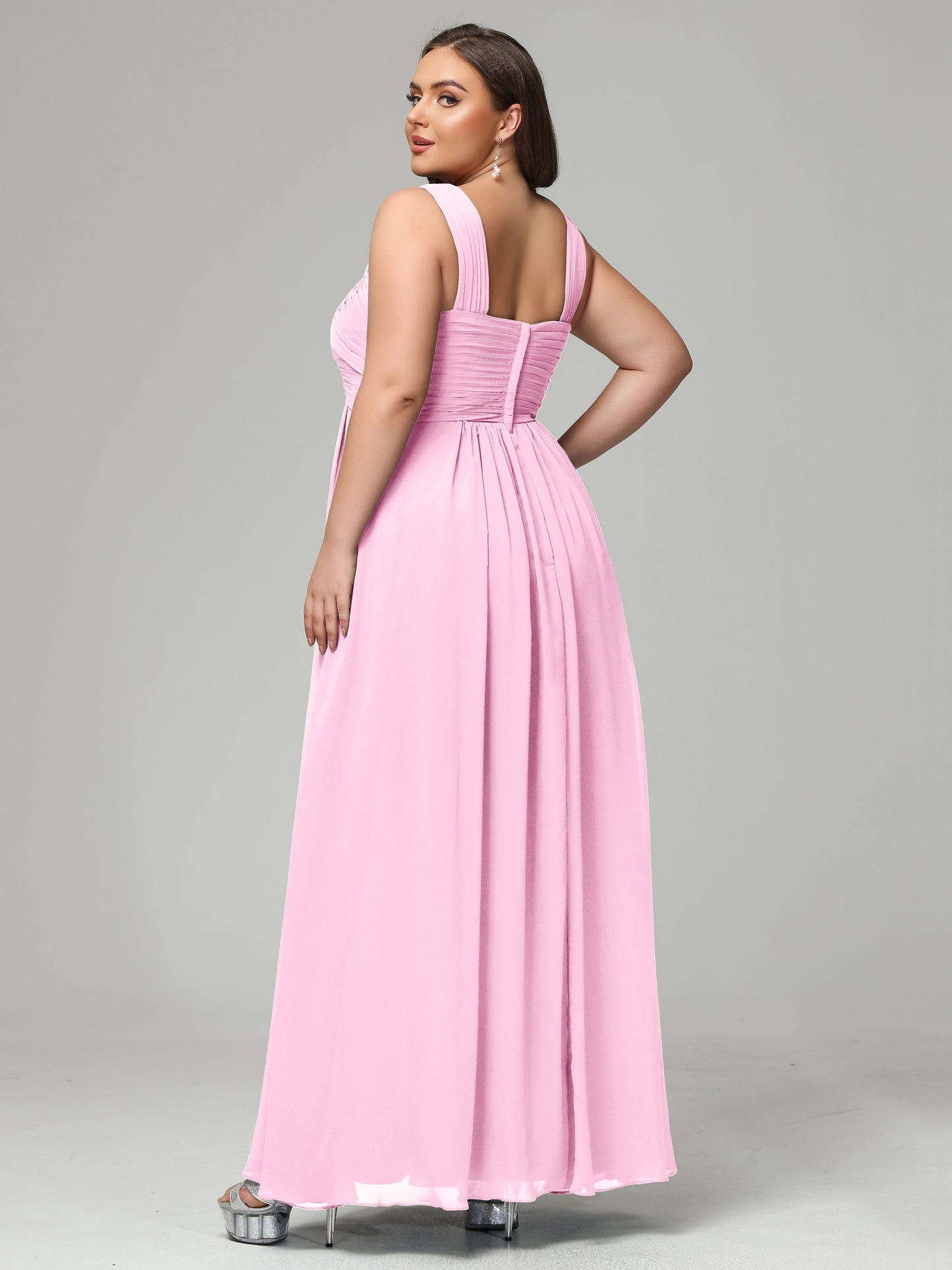 A-line Straps Chiffon Plus Size Bridesmaid Dresses