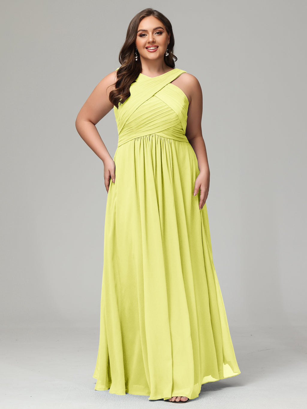 A-line Straps Chiffon Plus Size Bridesmaid Dresses