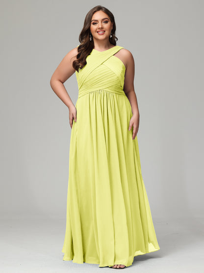 A-line Straps Chiffon Plus Size Bridesmaid Dresses