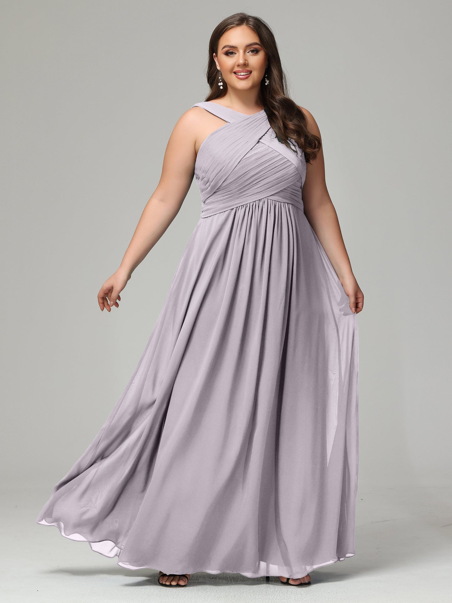 A-line Straps Chiffon Plus Size Bridesmaid Dresses