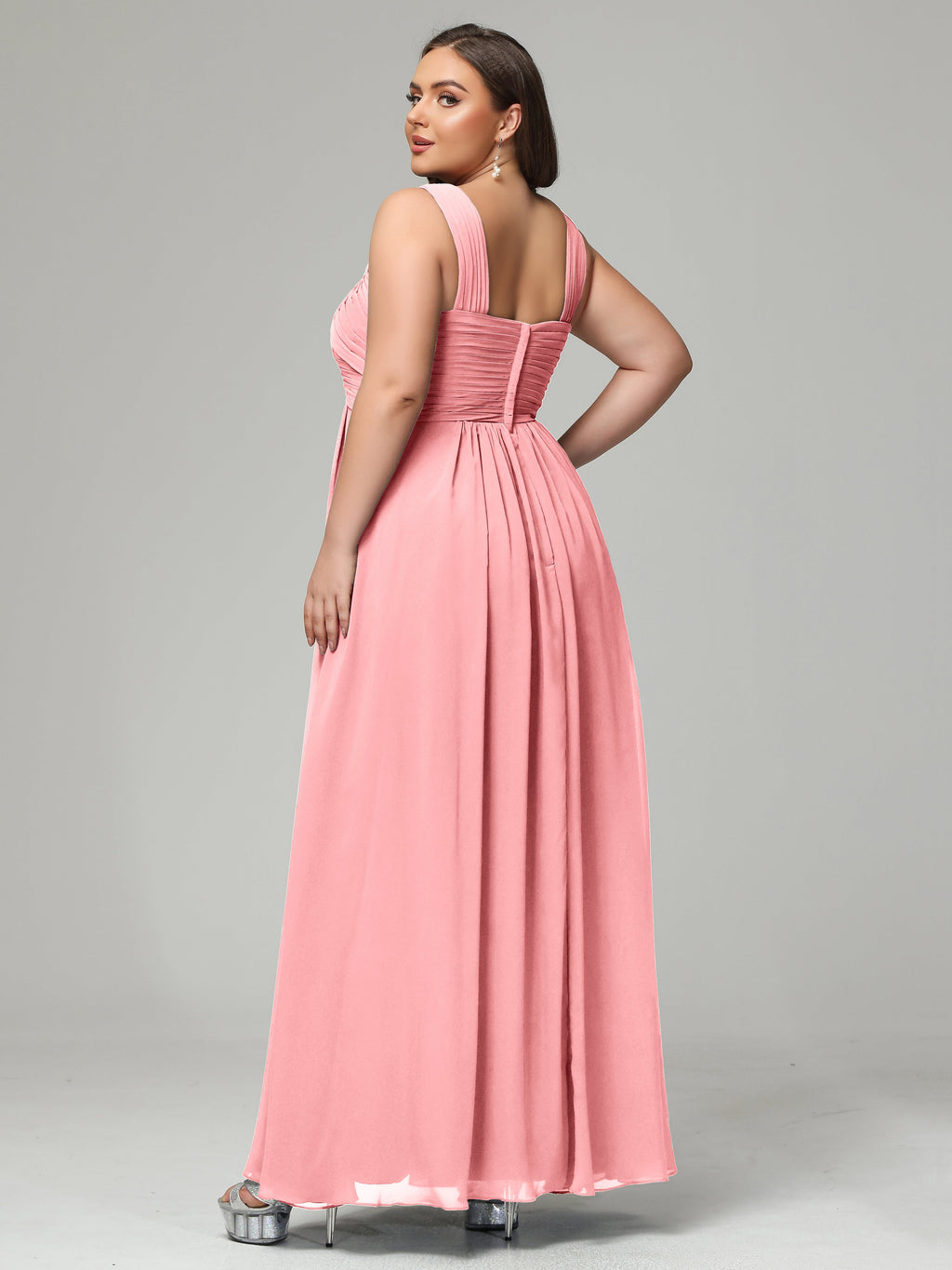 A-line Straps Chiffon Plus Size Bridesmaid Dresses