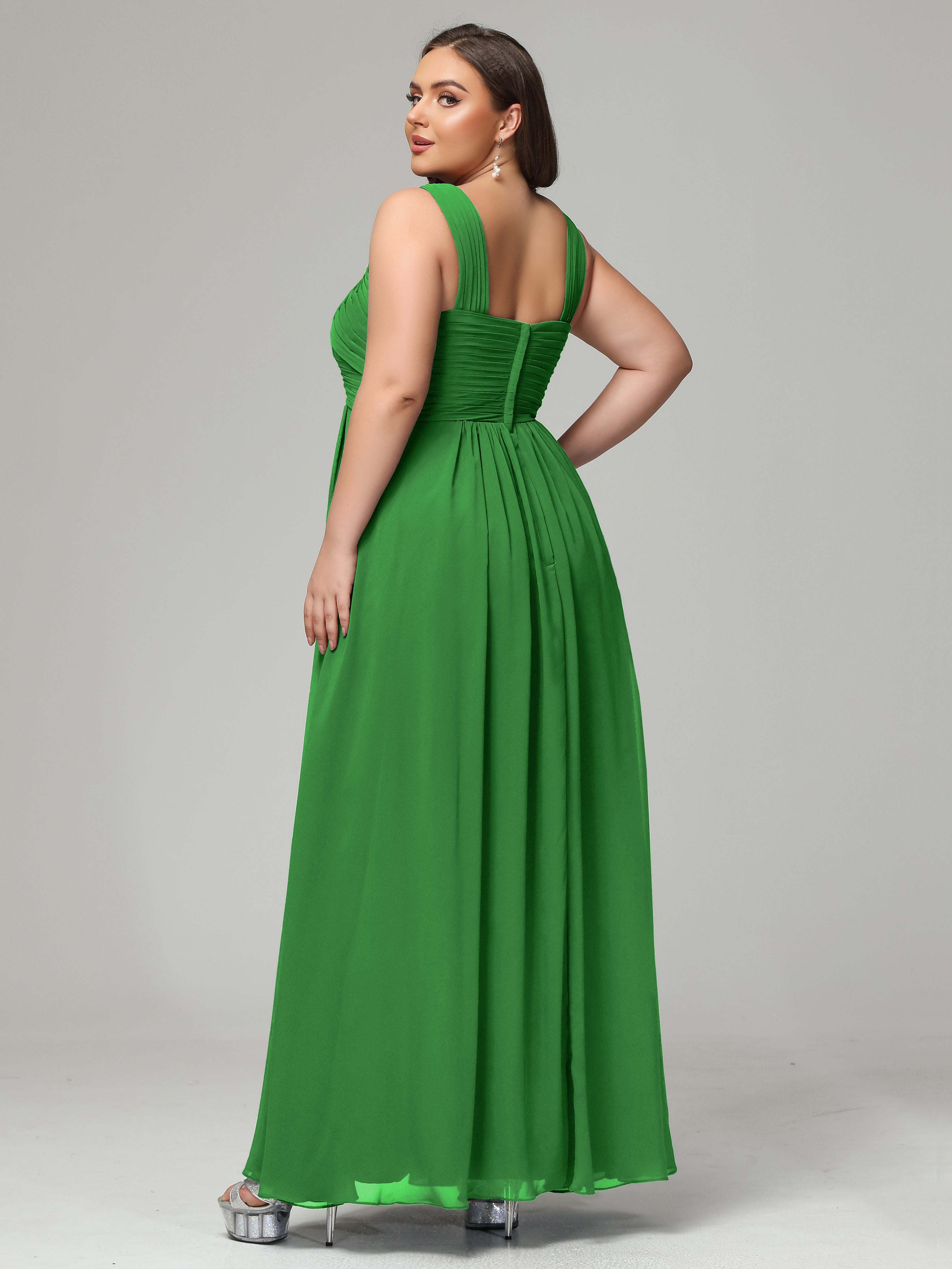 A-line Straps Chiffon Plus Size Bridesmaid Dresses