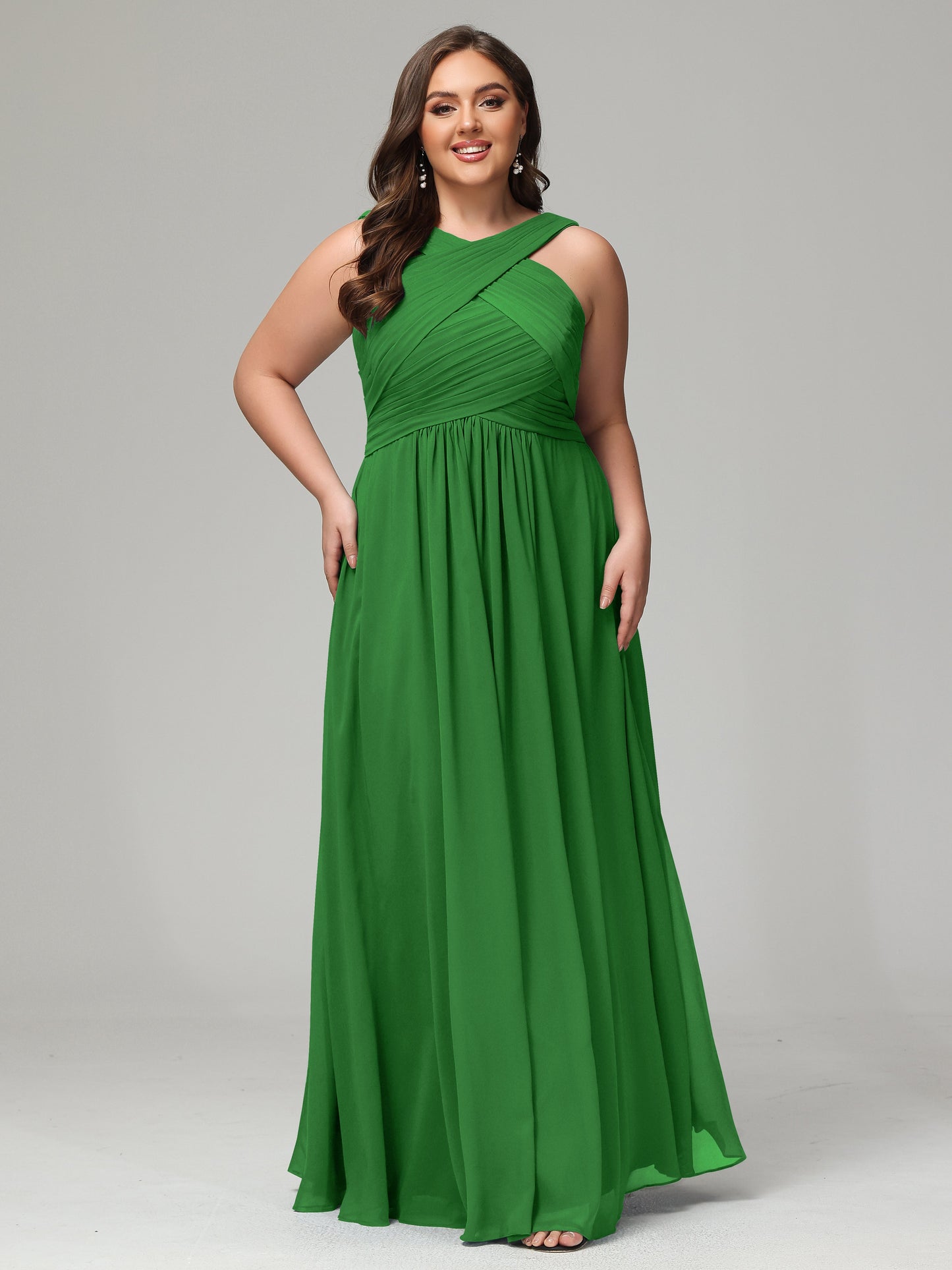 A-line Straps Chiffon Plus Size Bridesmaid Dresses