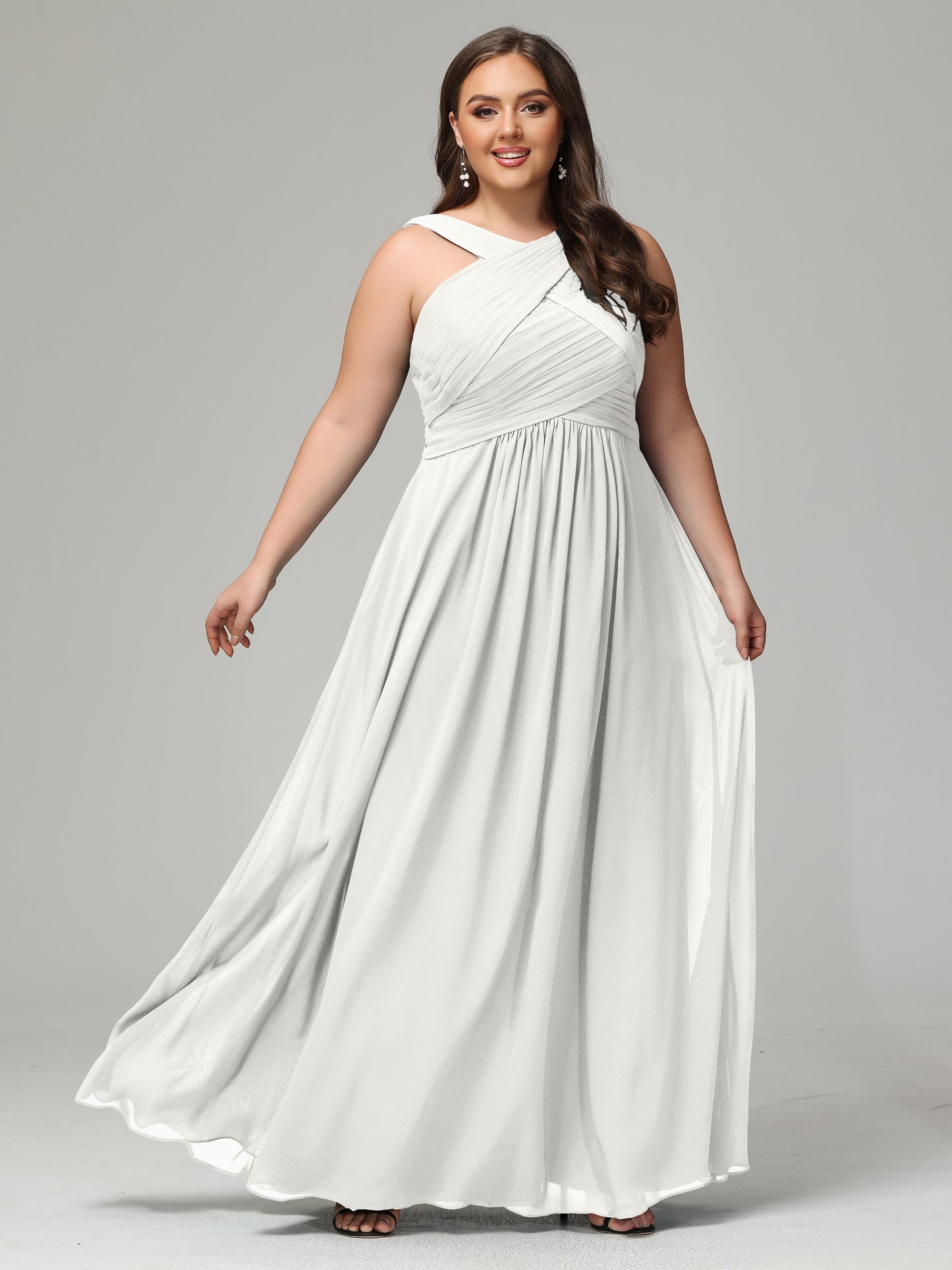 A-line Straps Chiffon Plus Size Bridesmaid Dresses