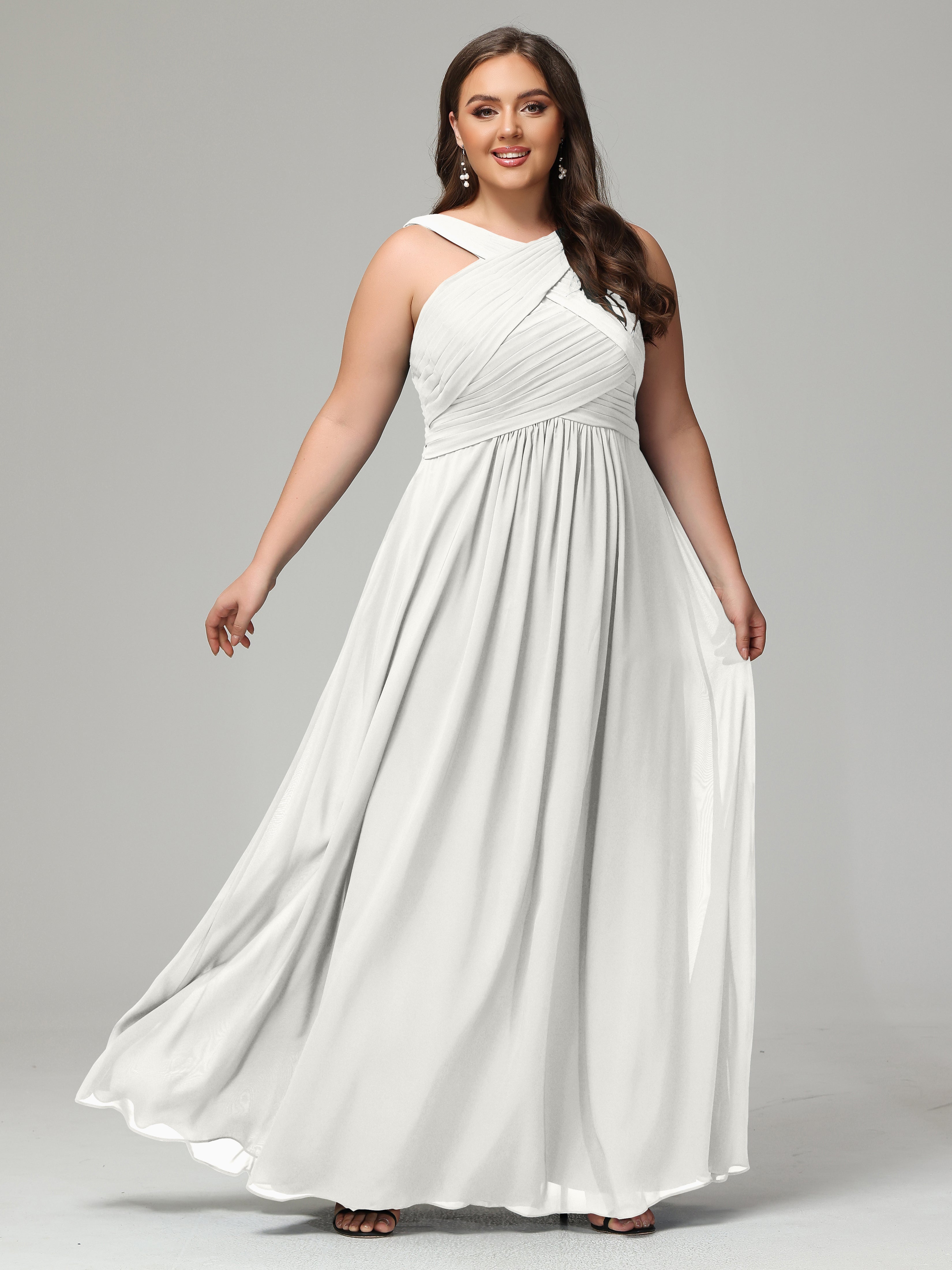A-line Straps Chiffon Plus Size Bridesmaid Dresses