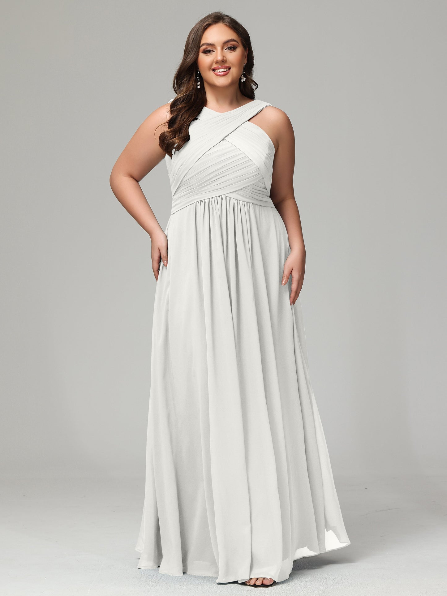 A-line Straps Chiffon Plus Size Bridesmaid Dresses