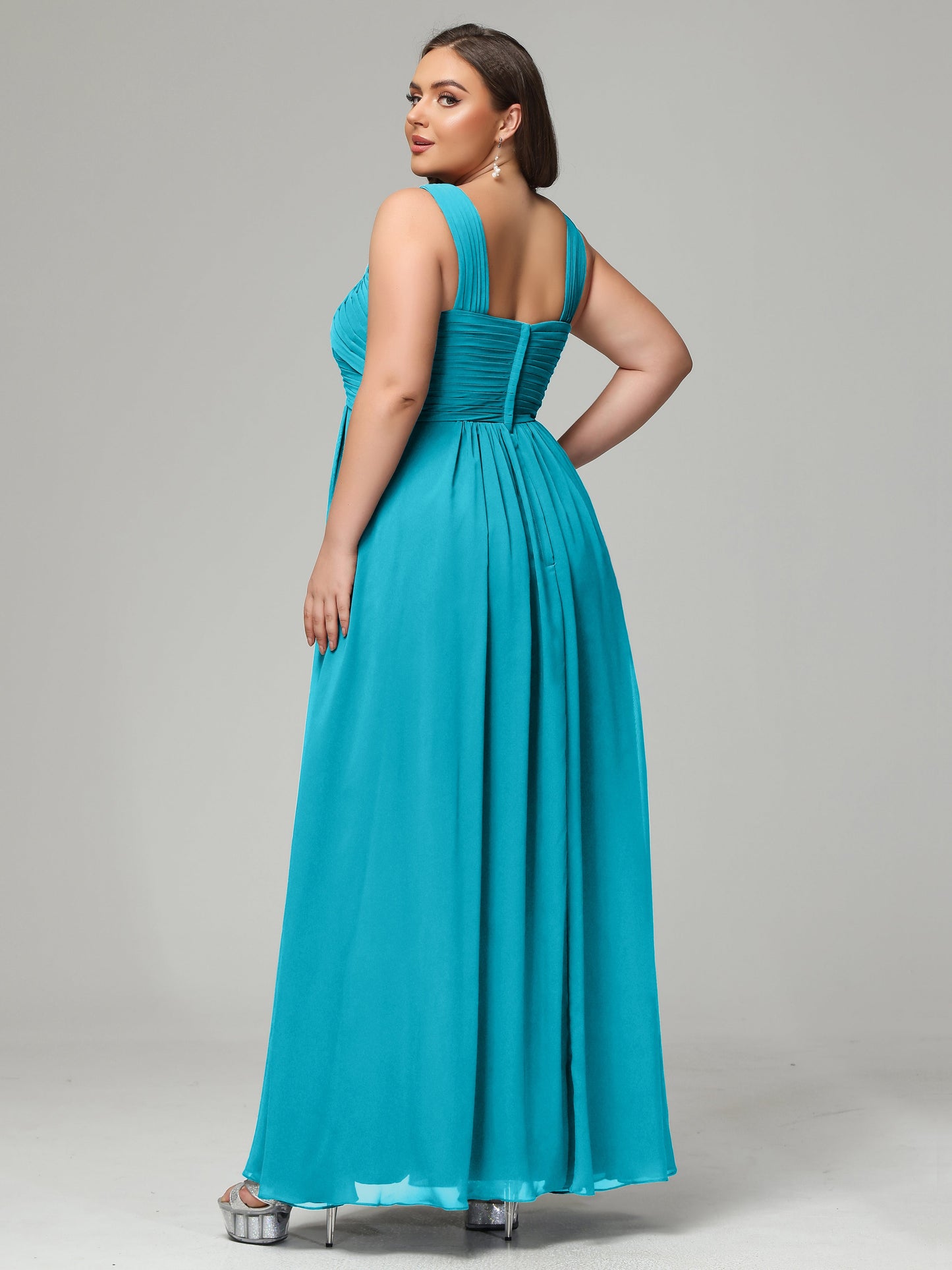 A-line Straps Chiffon Plus Size Bridesmaid Dresses