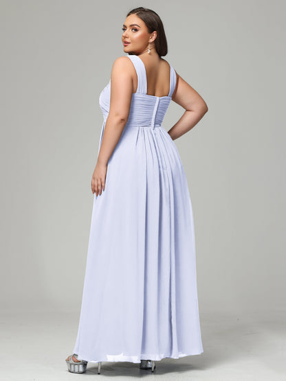 A-line Straps Chiffon Plus Size Bridesmaid Dresses