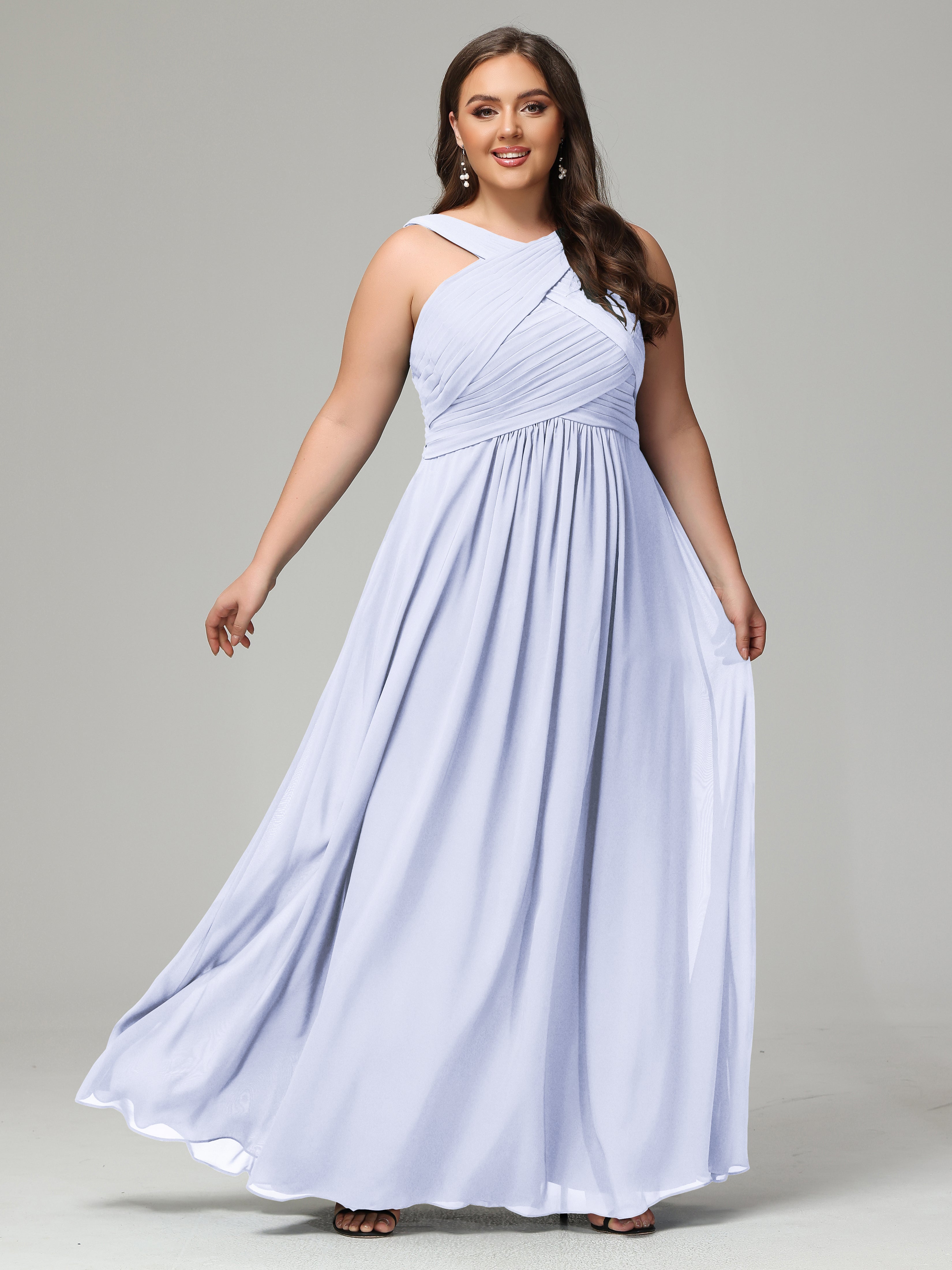 A-line Straps Chiffon Plus Size Bridesmaid Dresses