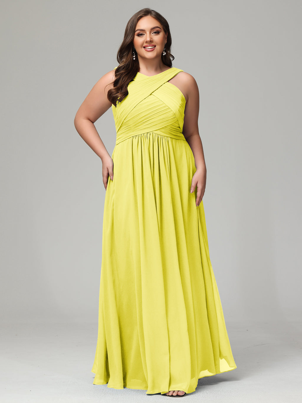 A-line Straps Chiffon Plus Size Bridesmaid Dresses