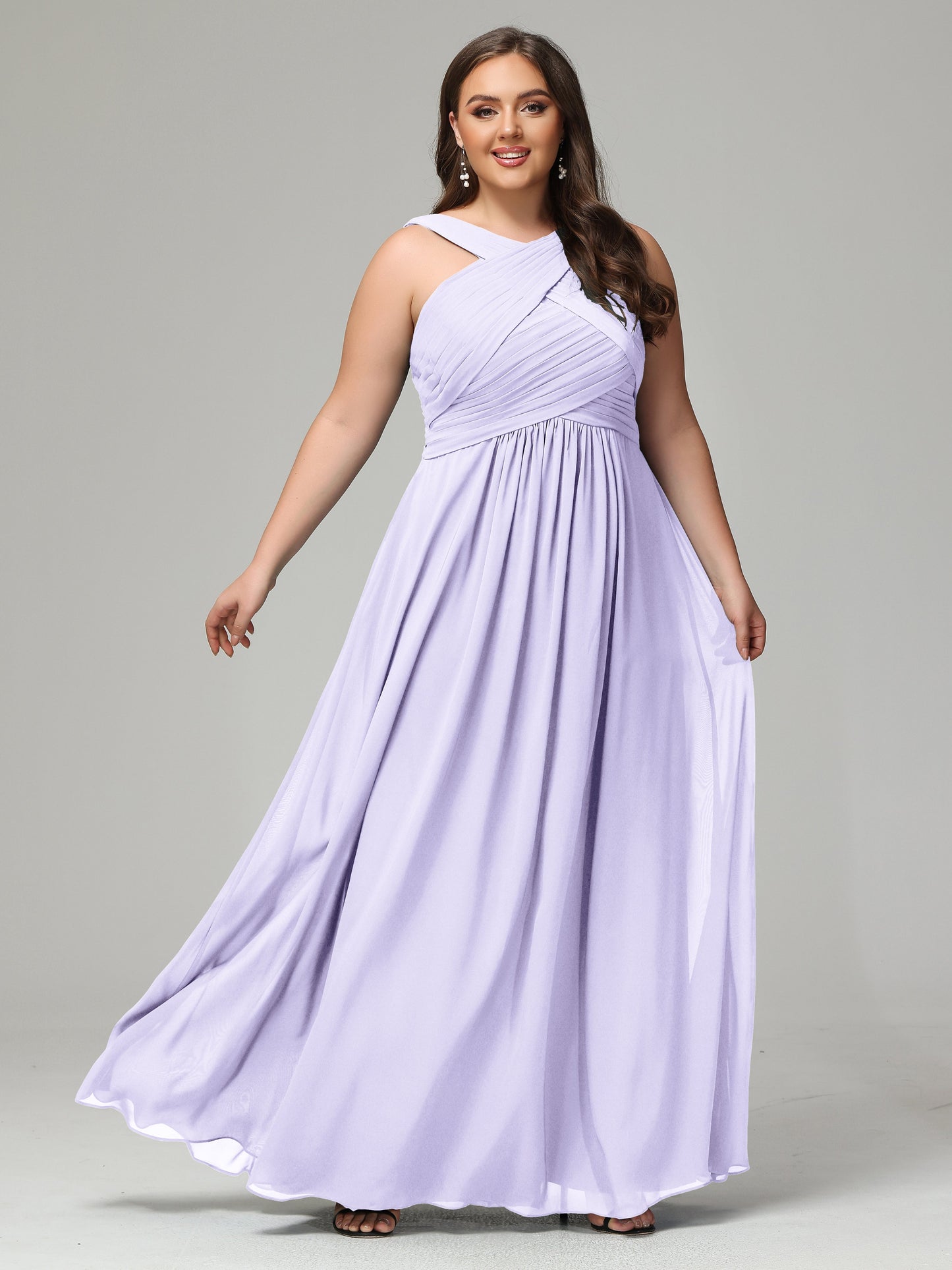 A-line Straps Chiffon Plus Size Bridesmaid Dresses