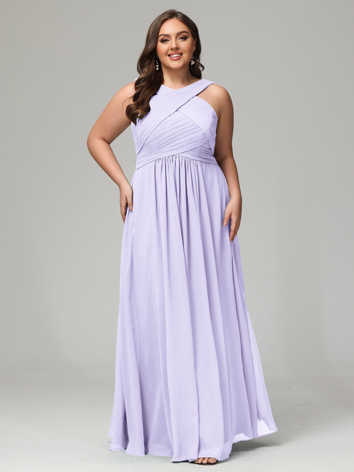 A-line Straps Chiffon Plus Size Bridesmaid Dresses