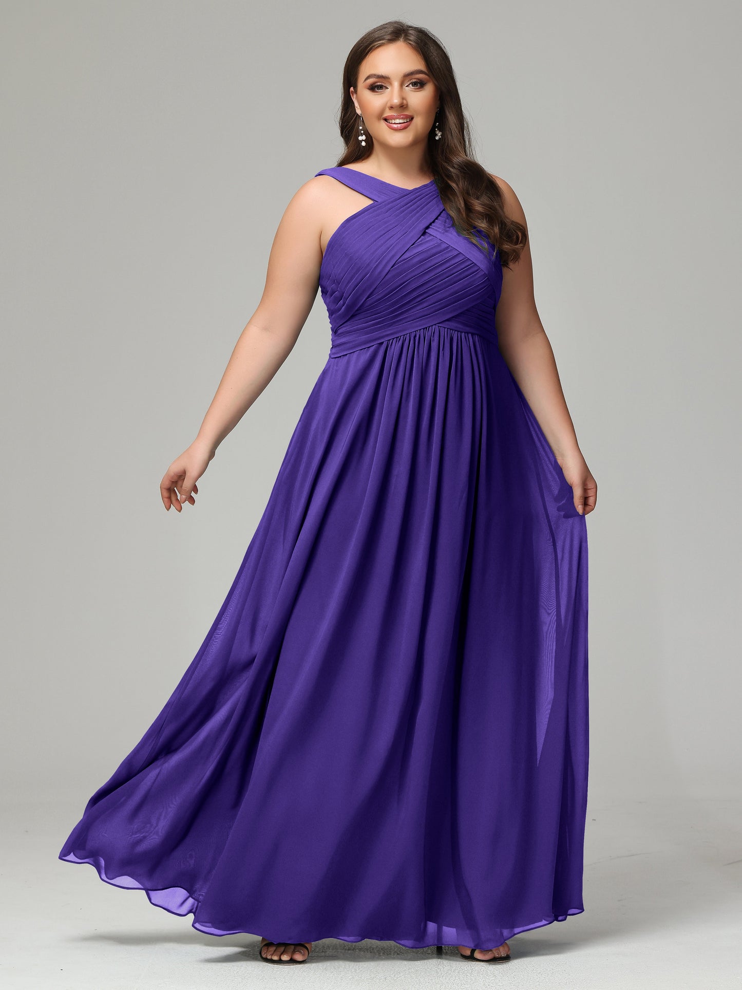 A-line Straps Chiffon Plus Size Bridesmaid Dresses