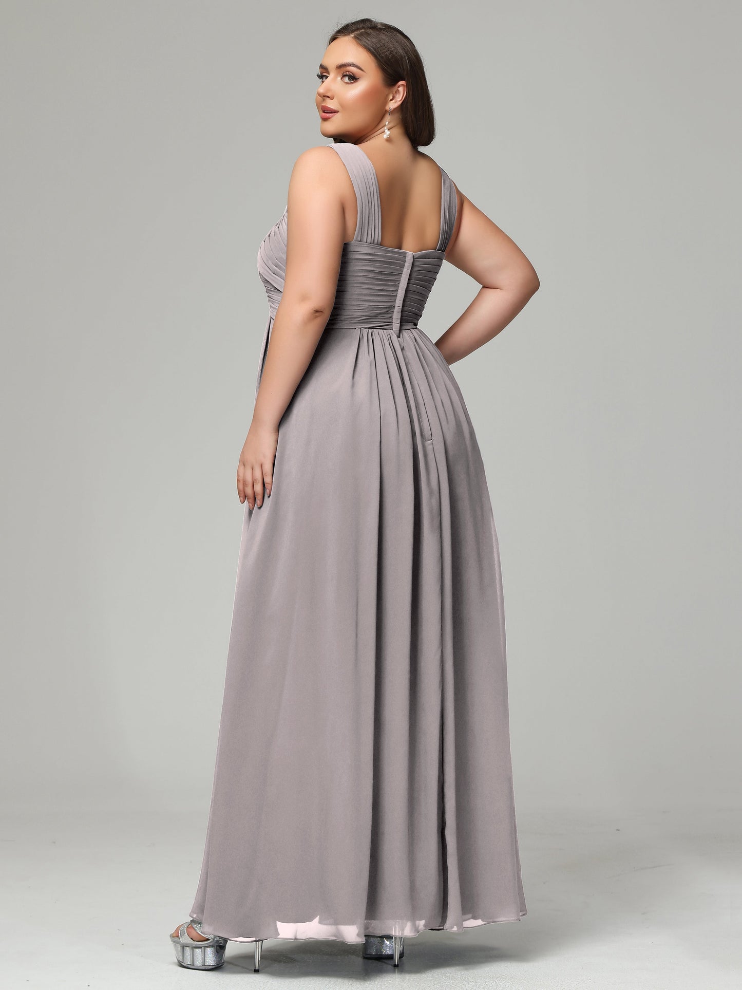 A-line Straps Chiffon Plus Size Bridesmaid Dresses
