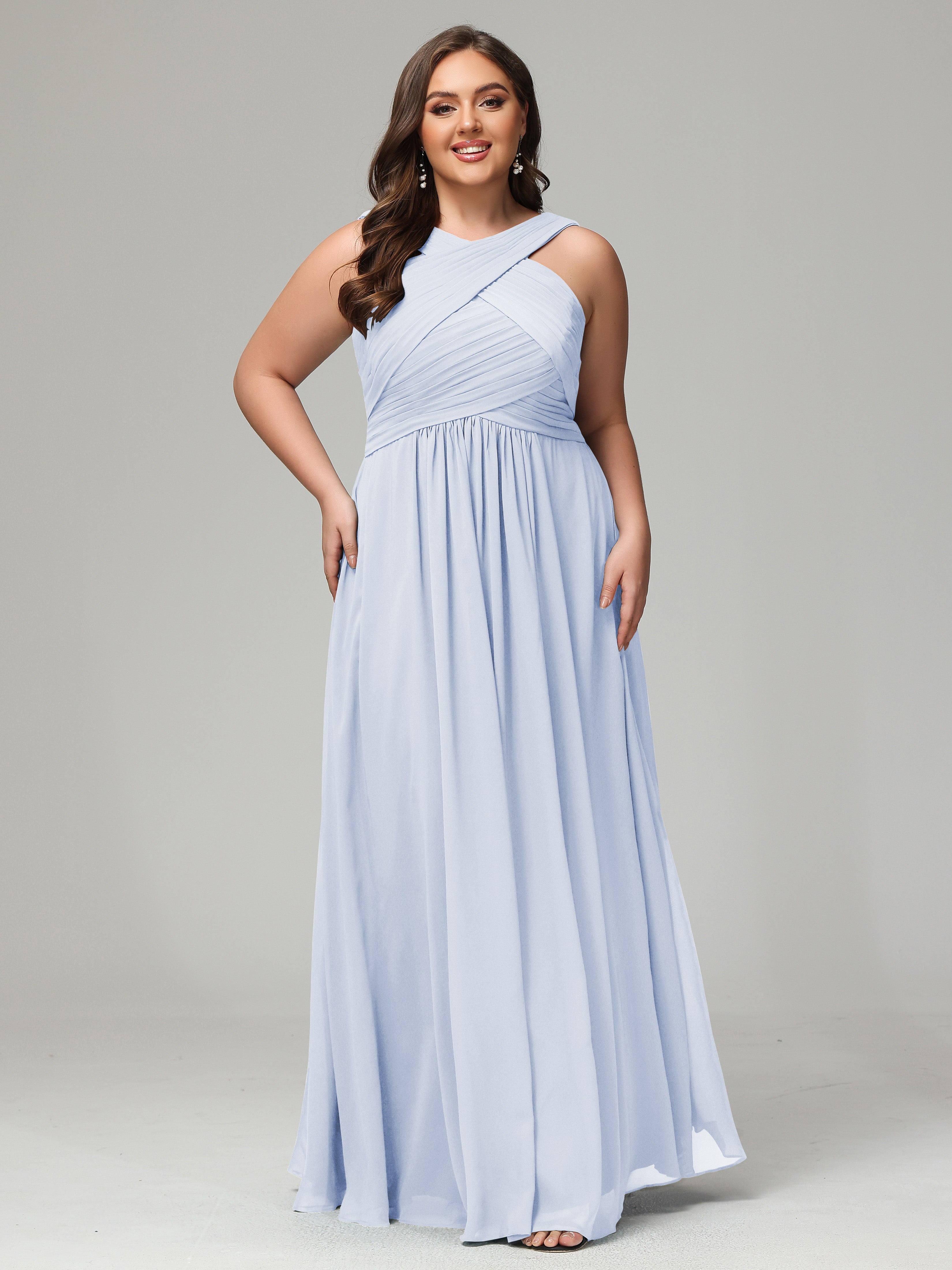 A-line Straps Chiffon Plus Size Bridesmaid Dresses