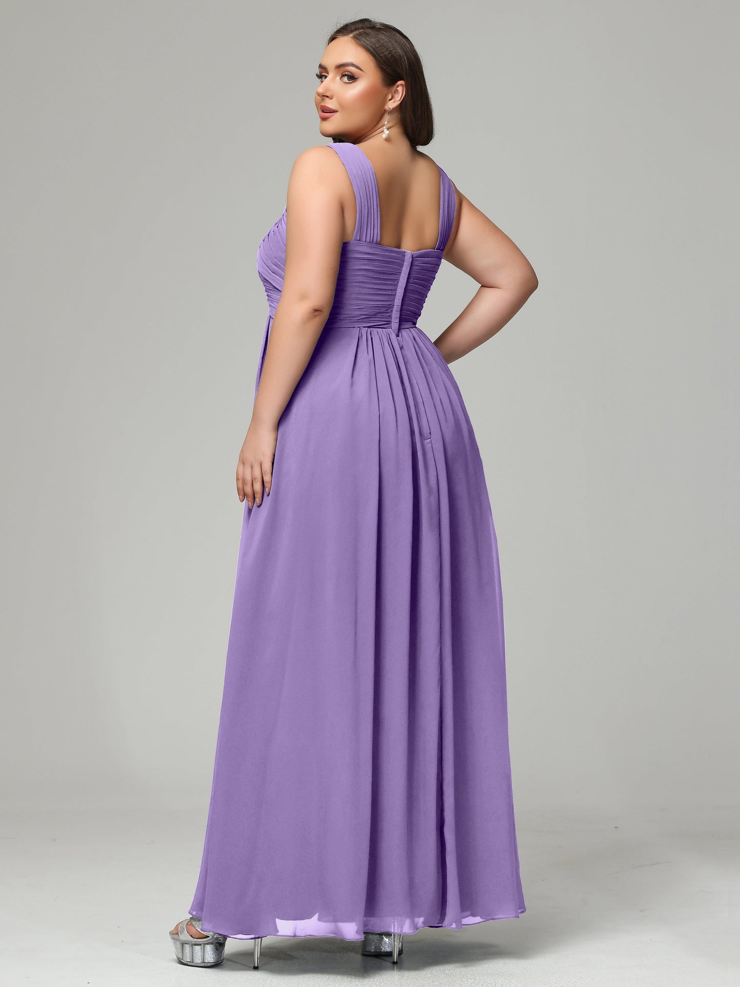 A-line Straps Chiffon Plus Size Bridesmaid Dresses