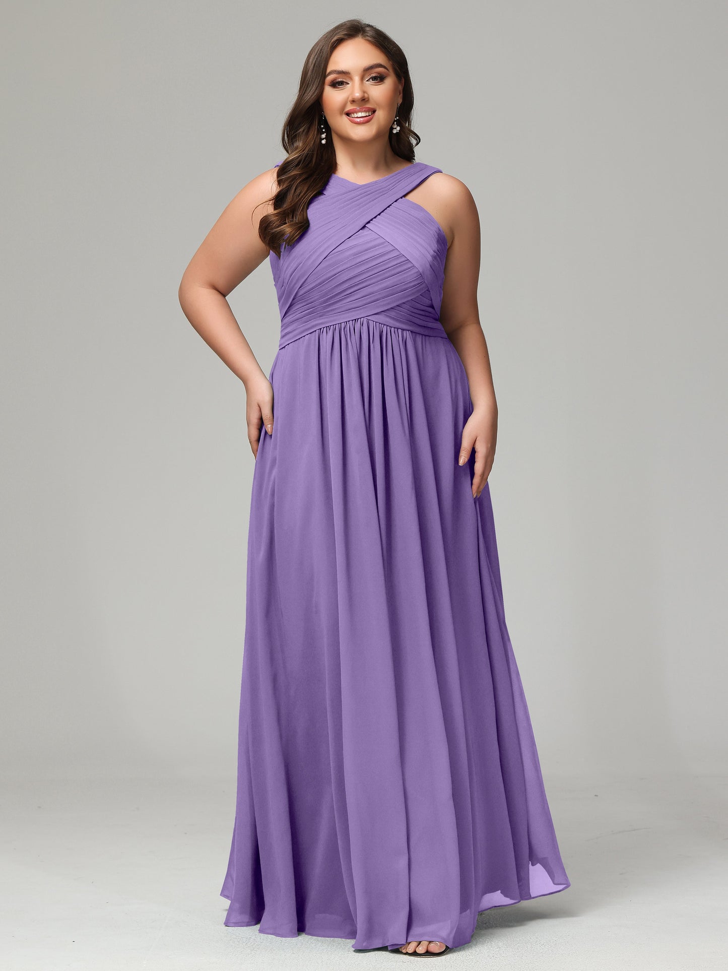 A-line Straps Chiffon Plus Size Bridesmaid Dresses
