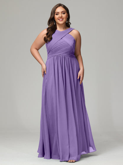 A-line Straps Chiffon Plus Size Bridesmaid Dresses