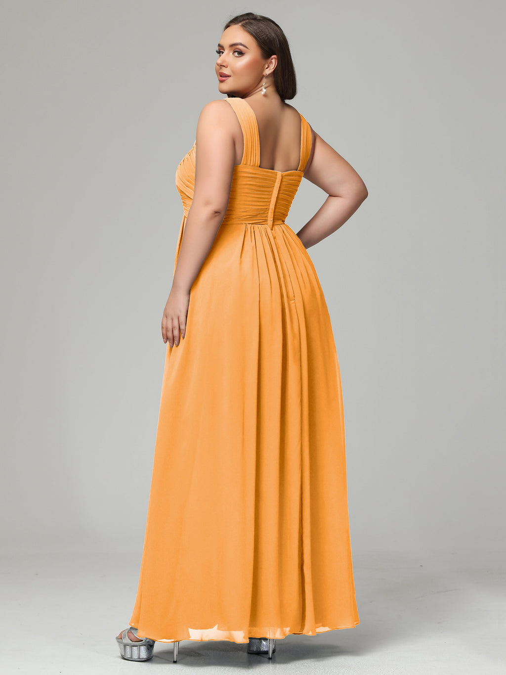 A-line Straps Chiffon Plus Size Bridesmaid Dresses