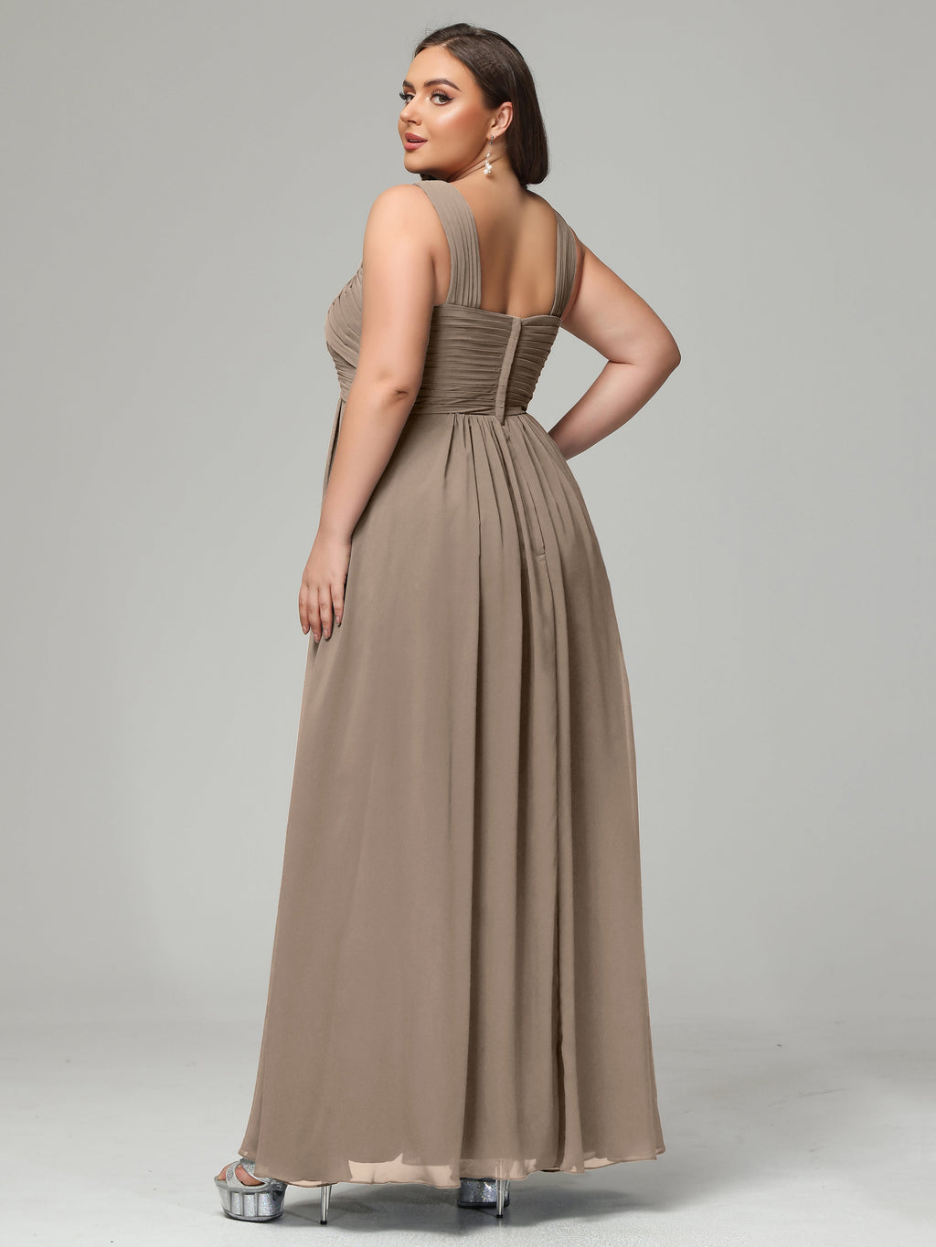 A-line Straps Chiffon Plus Size Bridesmaid Dresses