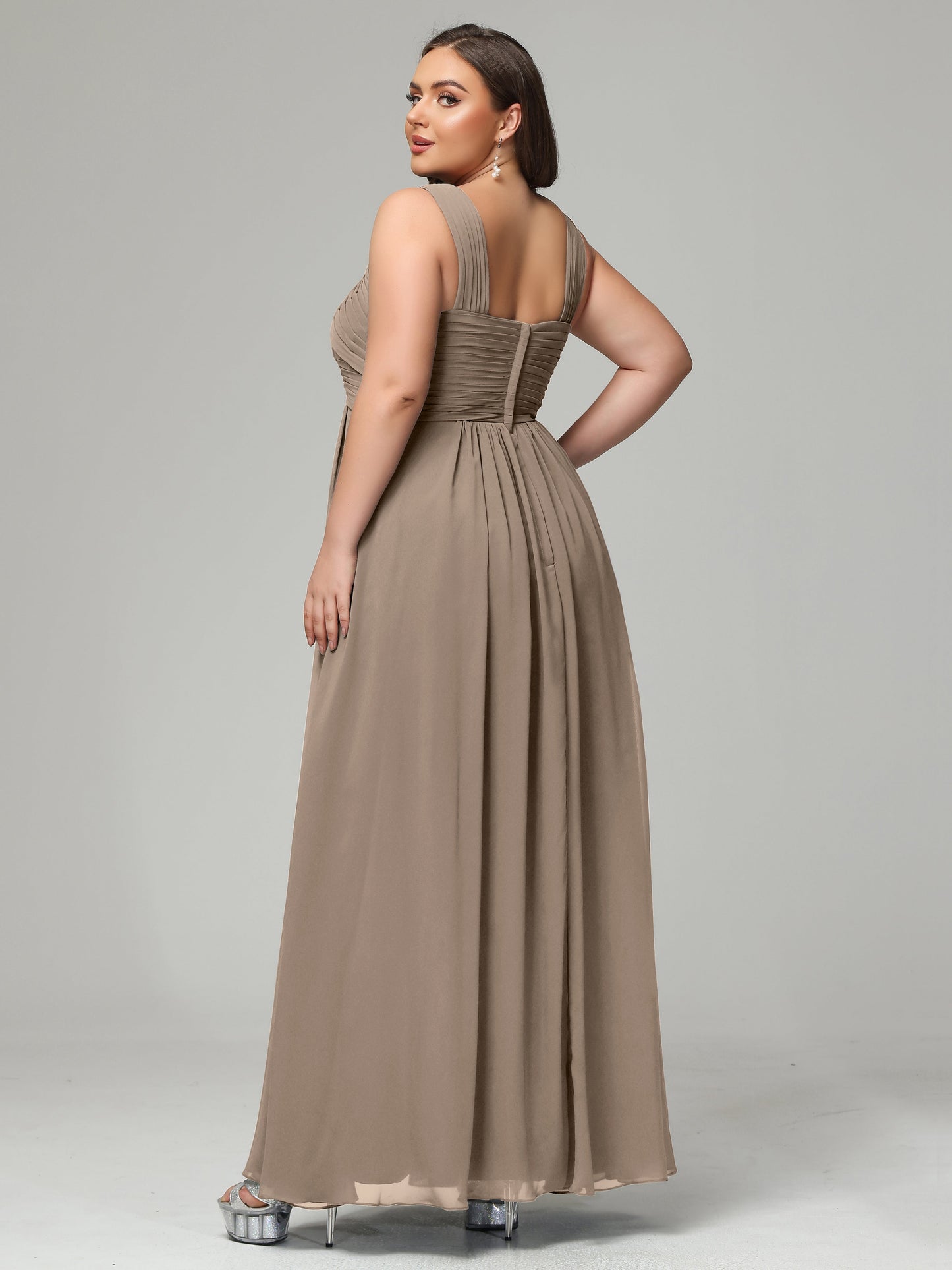 A-line Straps Chiffon Plus Size Bridesmaid Dresses