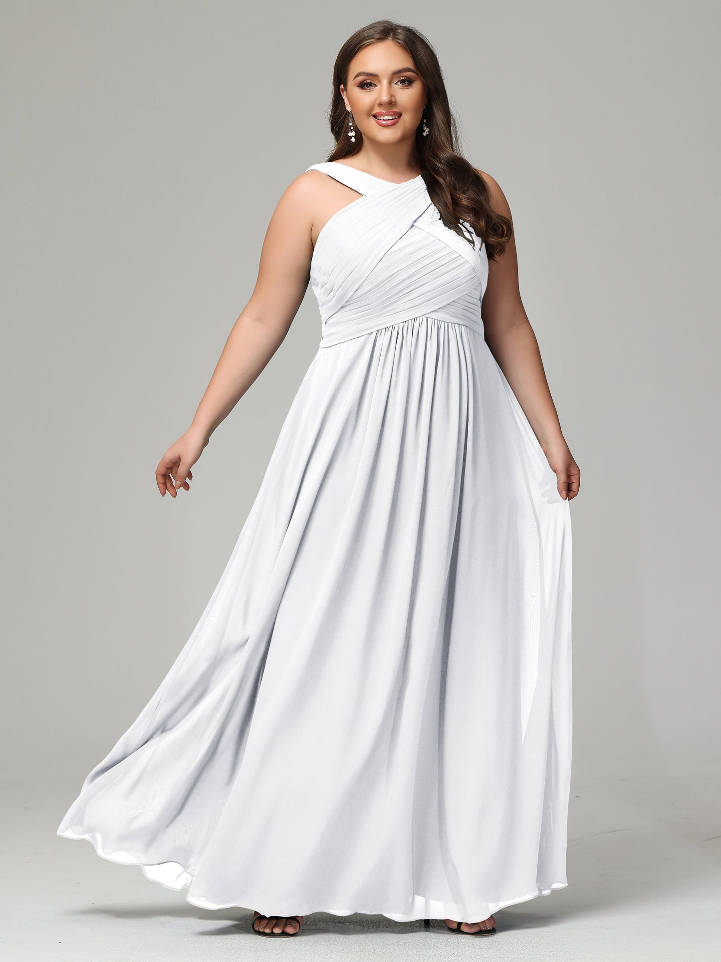 A-line Straps Chiffon Plus Size Bridesmaid Dresses