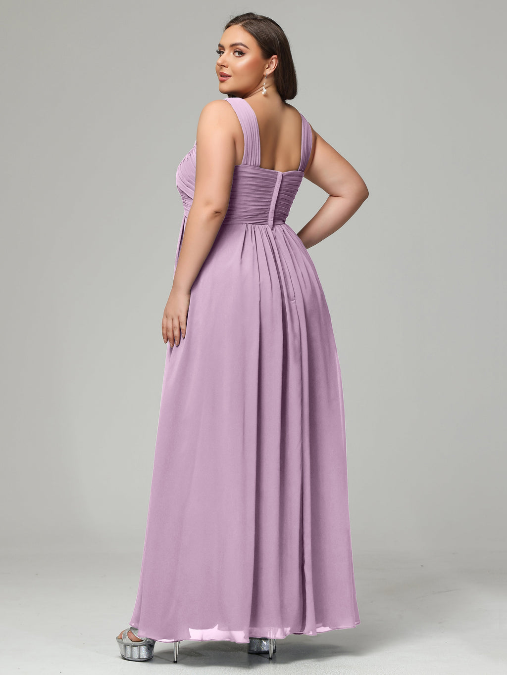 A-line Straps Chiffon Plus Size Bridesmaid Dresses