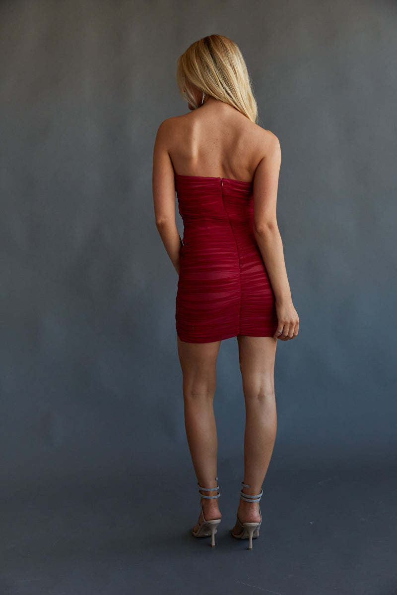 Alexia Strapless Rosette Ruffle Bodycon Mini Dress
