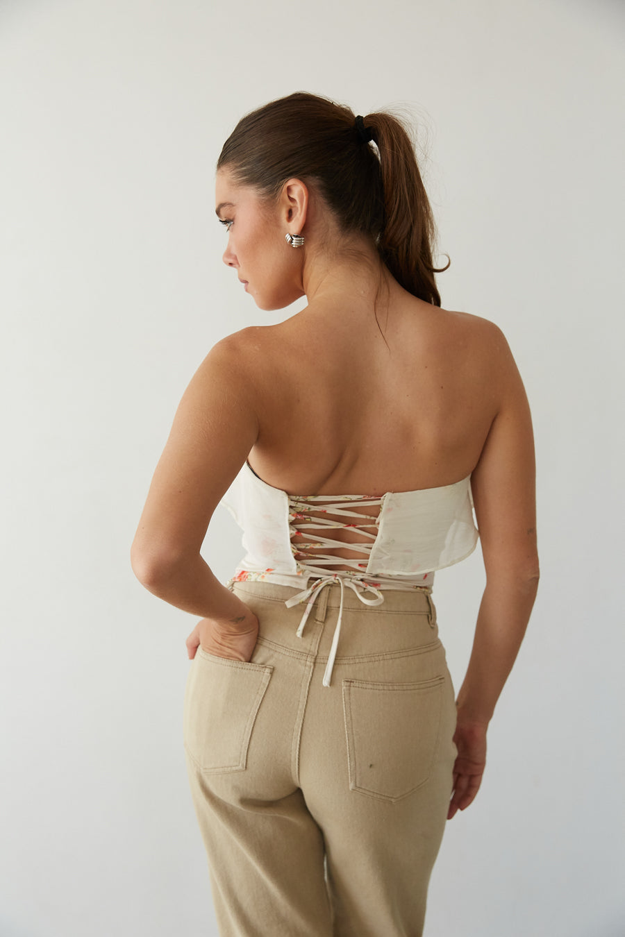 Alice Ruffle Floral Satin Corset Top