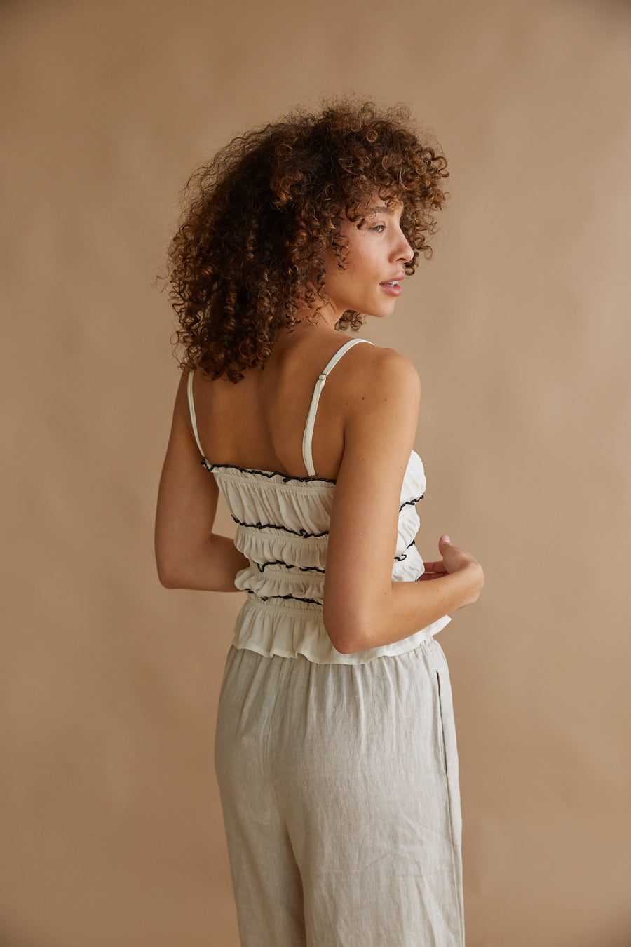 Alicia Ruffle Smocked Bow Top