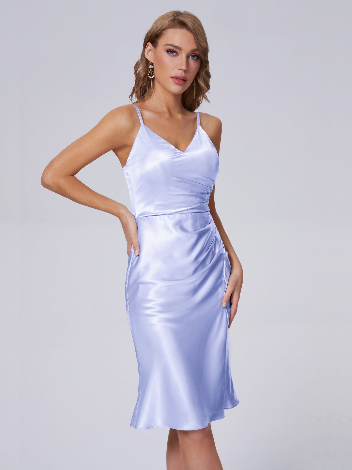 Amara Modern Split Soft Satin Short Bridesmaid Dresses