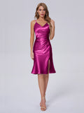 Amara Modern Split Soft Satin Short Bridesmaid Dresses