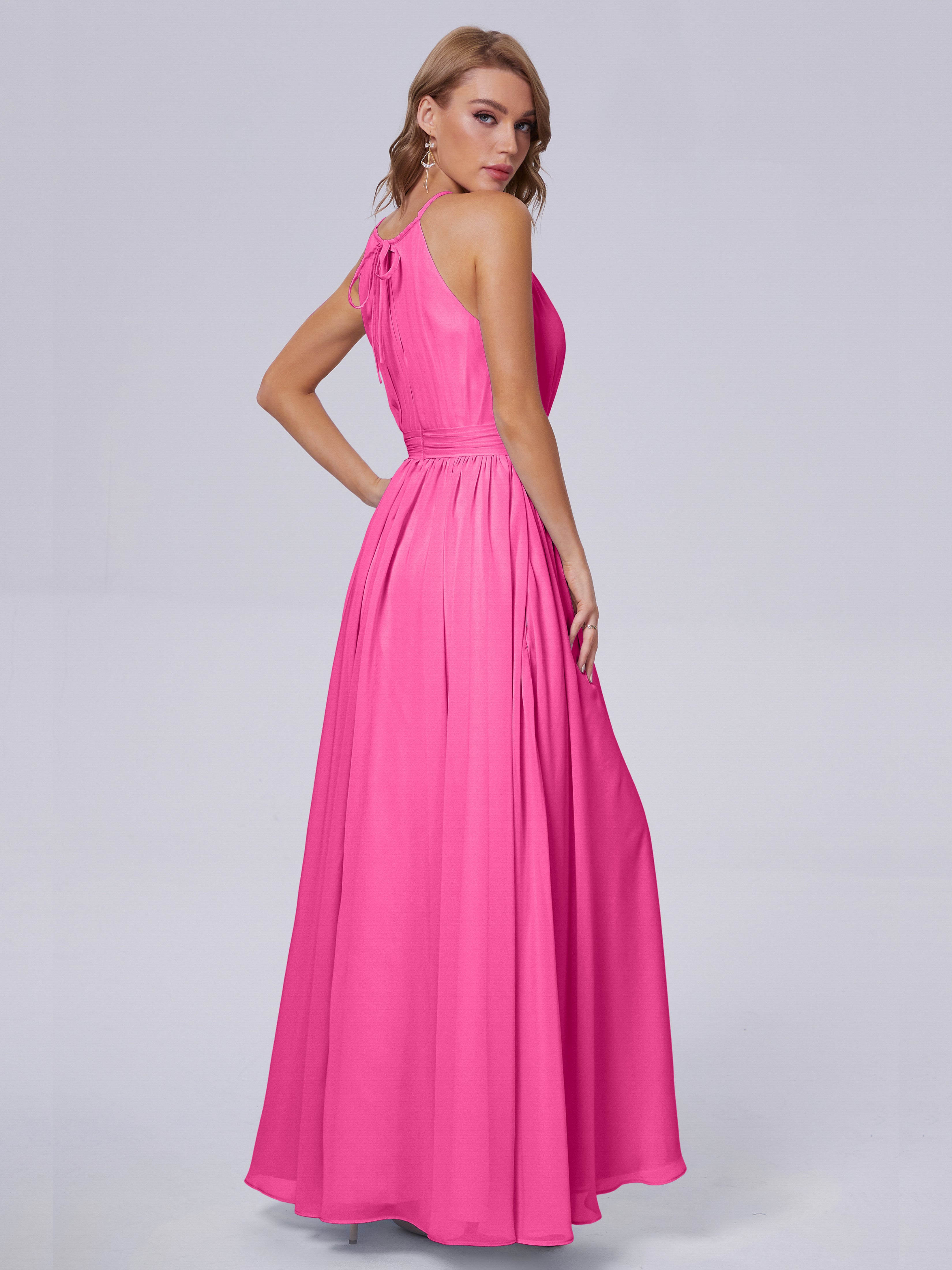 Amy Gorgeous Halter Chiffon Long Bridesmaid Dresses